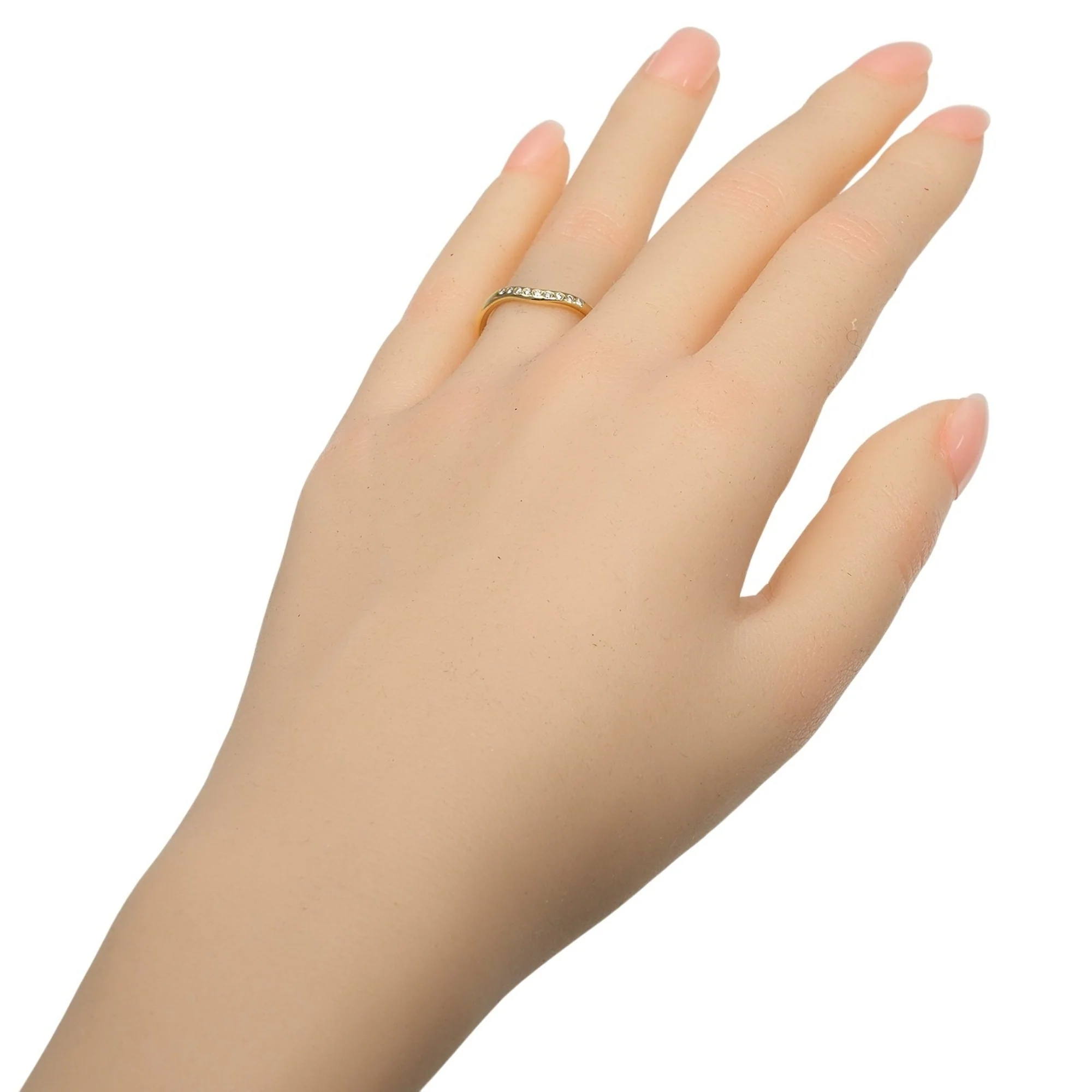 Curved Band Ring 18K Yellow Gold with Diamond - Image 2