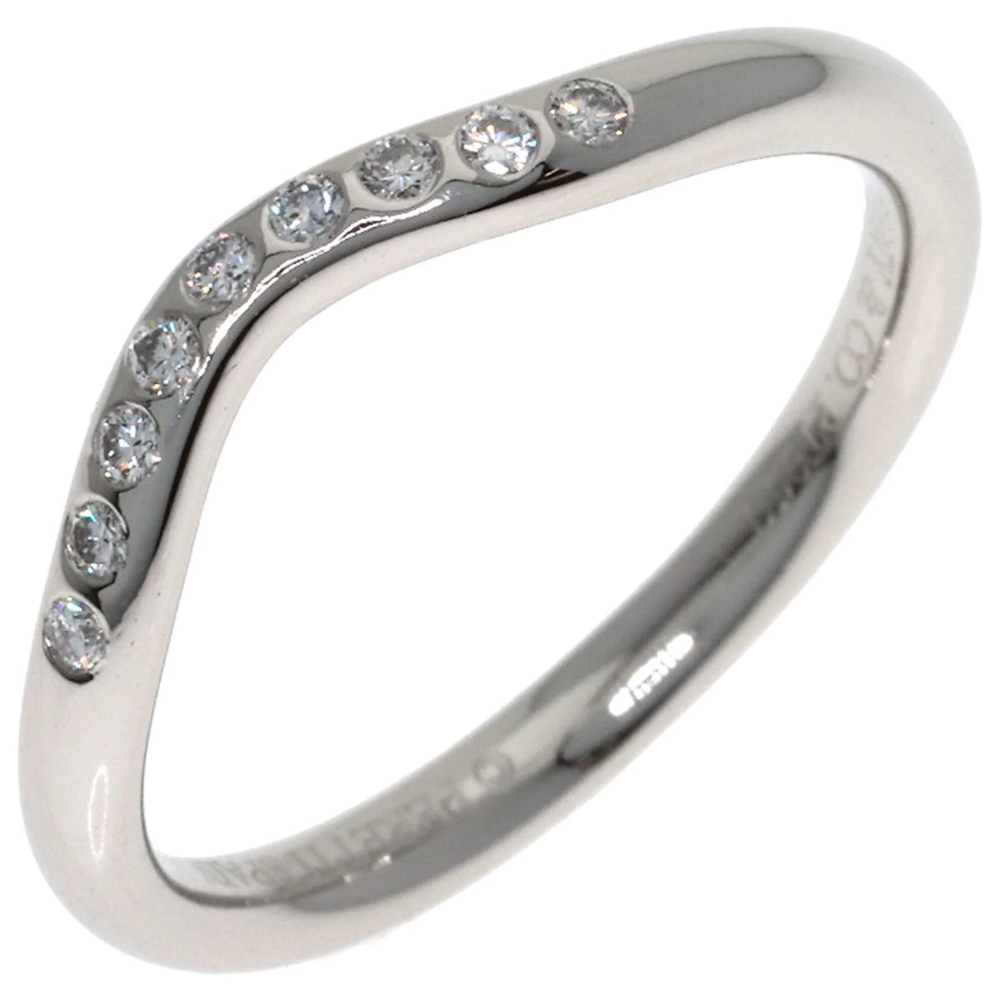 Curved Band Ring Platinum with Diamond - Image 2