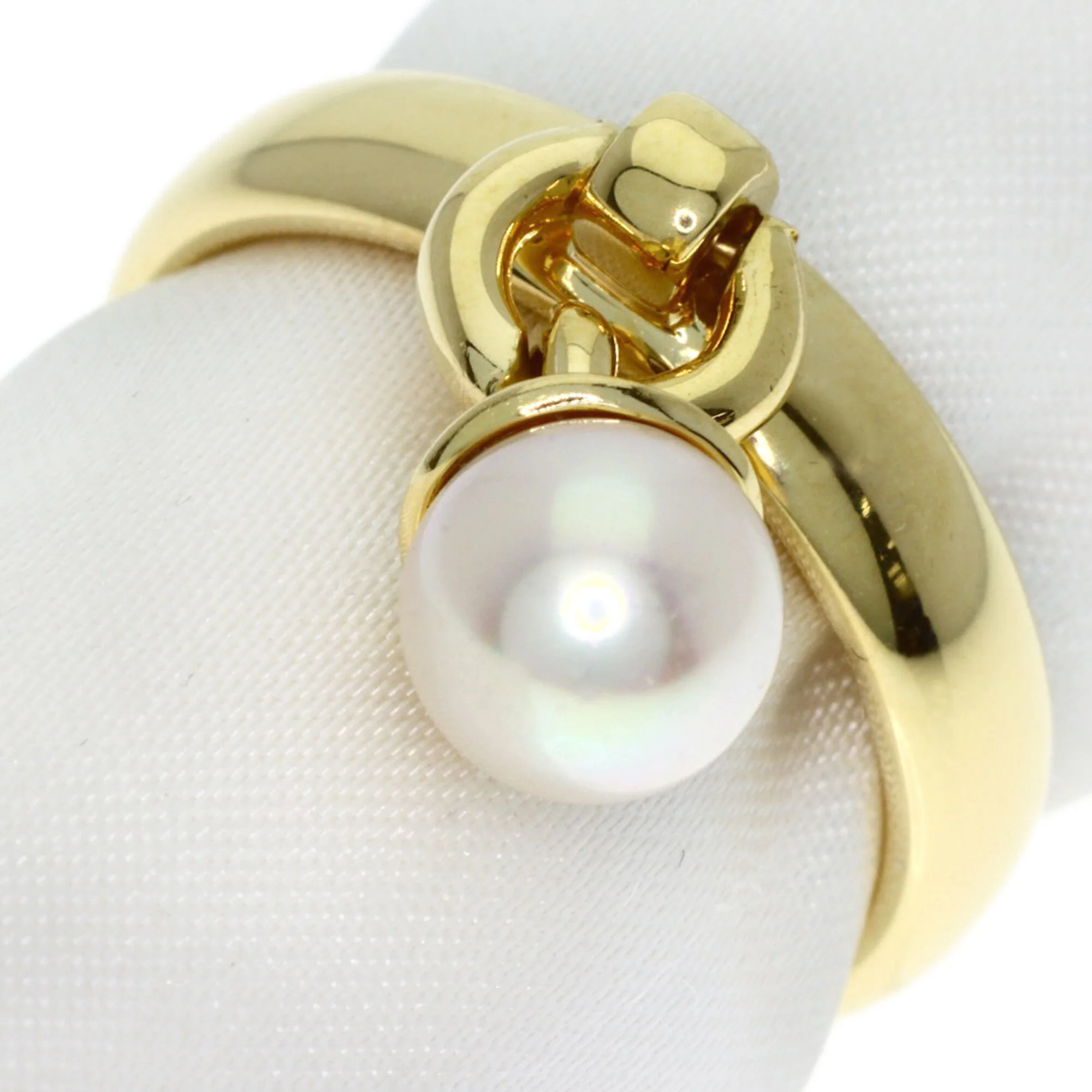 Door Knock Ring 18K Yellow Gold with Pearl