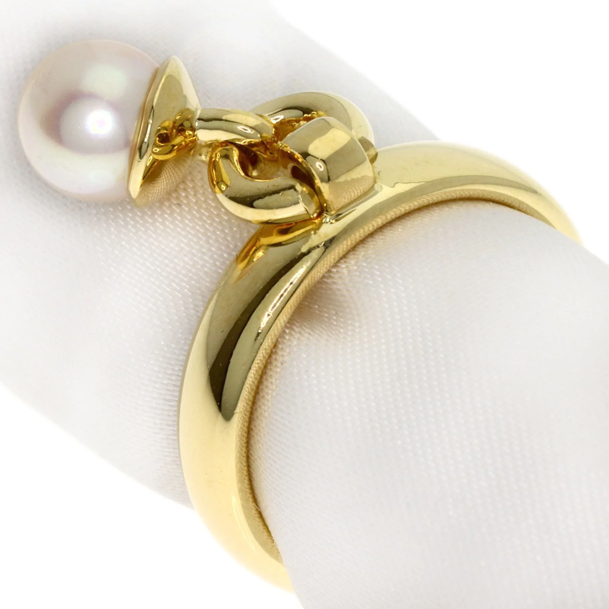 Door Knock Ring 18K Yellow Gold with Pearl - Image 2