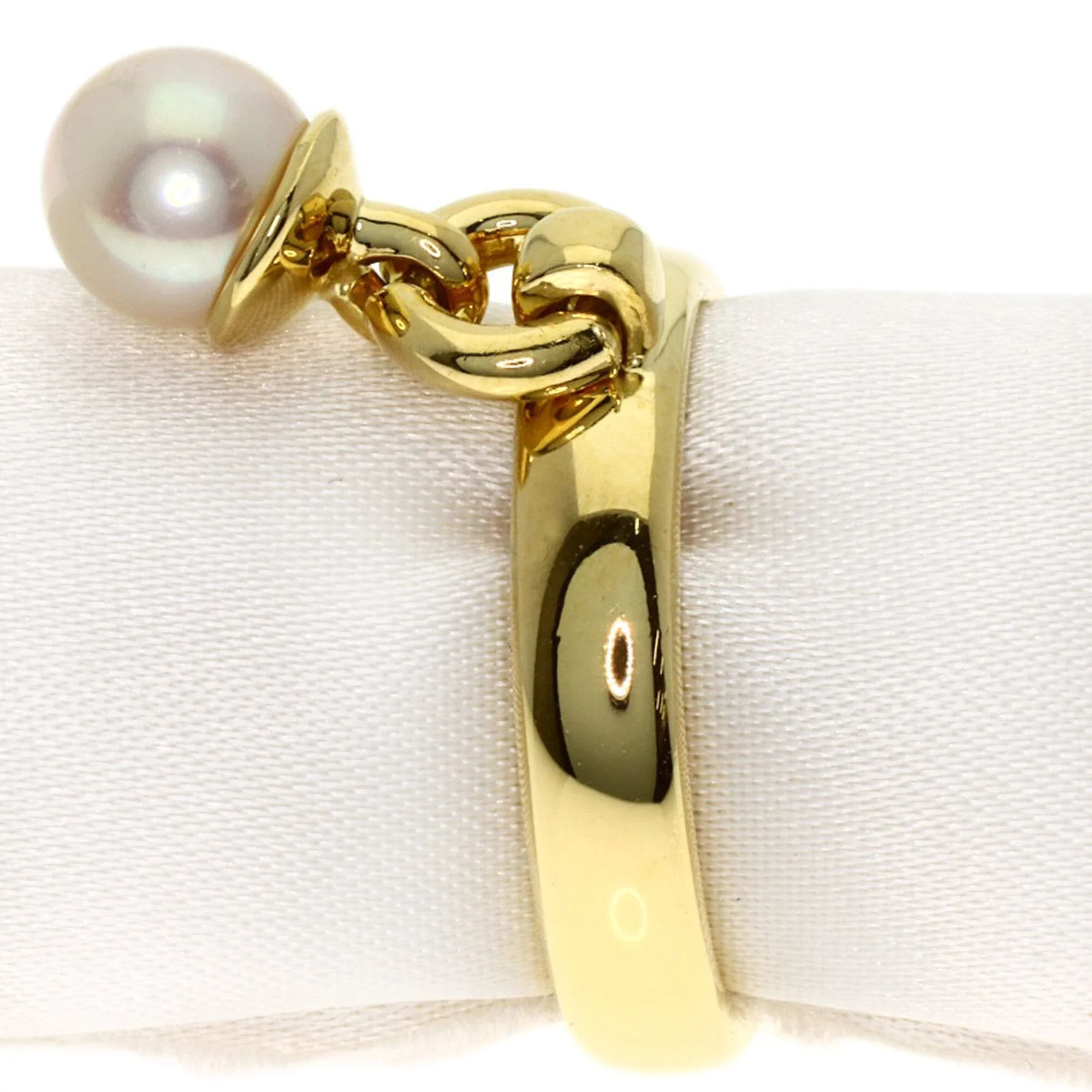 Door Knock Ring 18K Yellow Gold with Pearl - Image 3