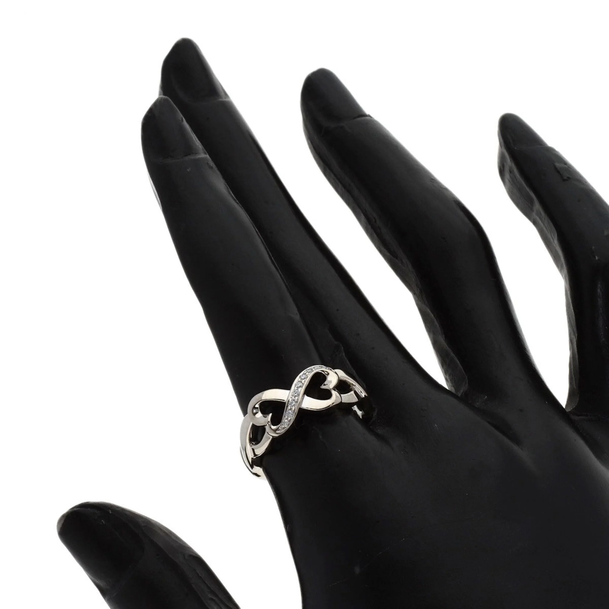 Double Loving Heart Ring 18K White Gold With Diamond - Image 6