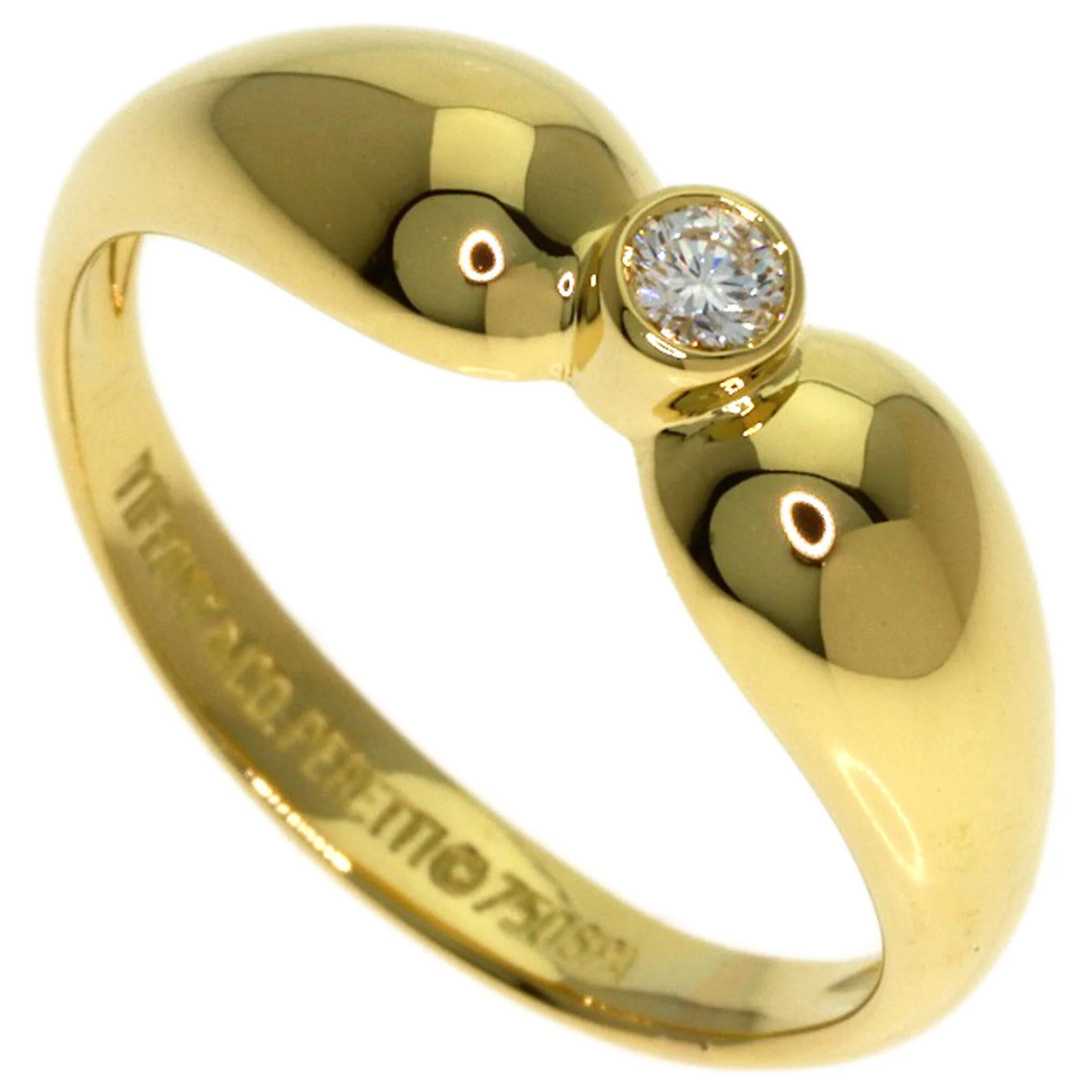 Double Teardrop Ring 18K Yellow Gold with Diamond