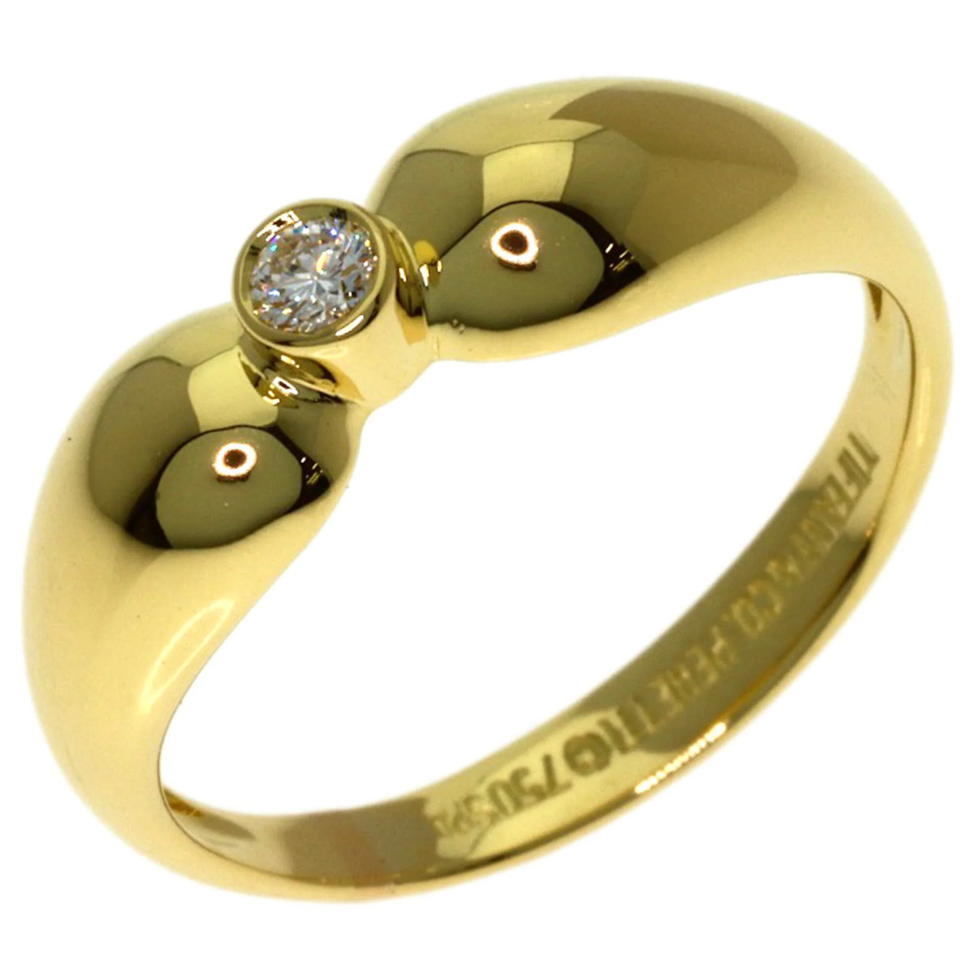 Double Teardrop Ring 18K Yellow Gold with Diamond - Image 2