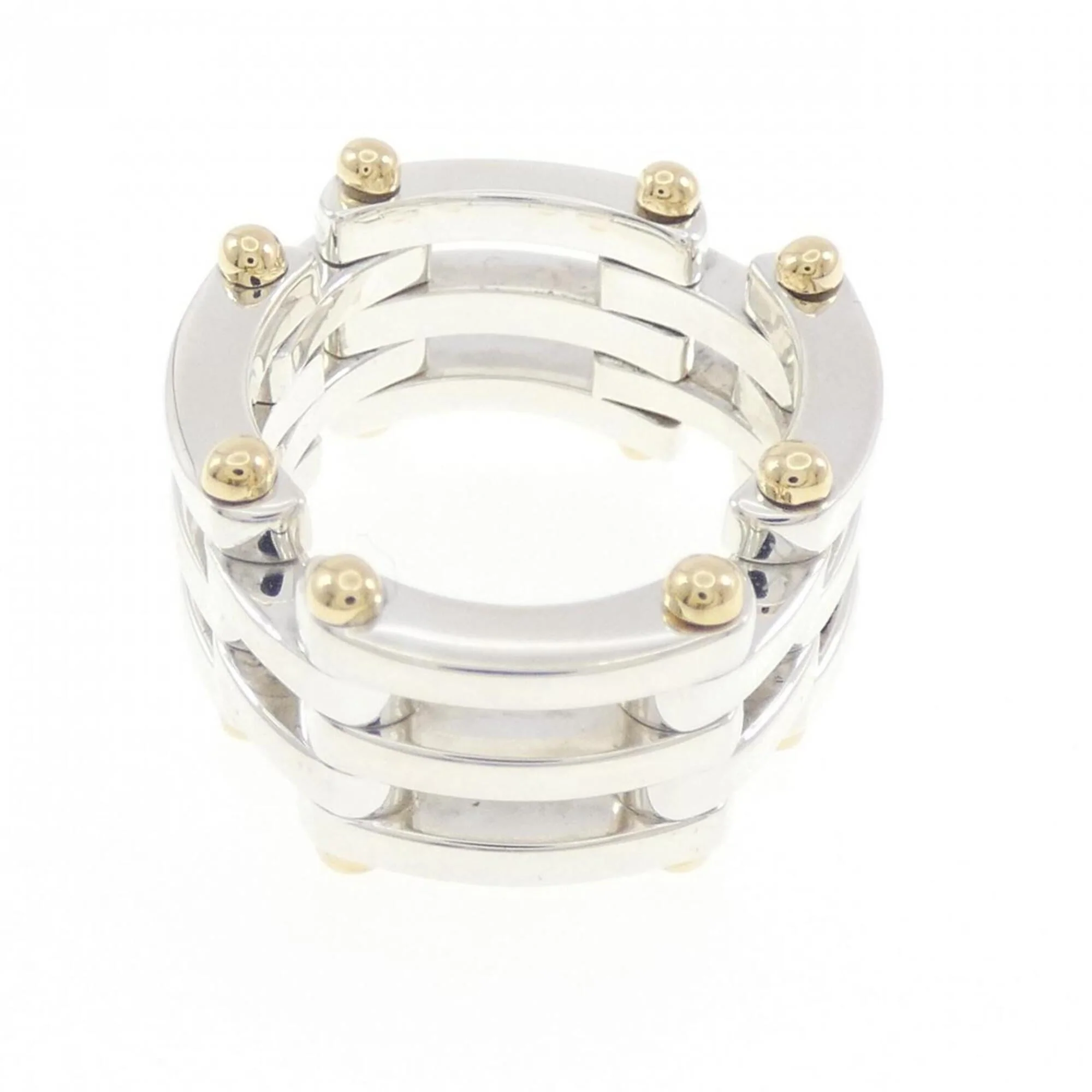 Gate Link Ring Sterling Silver and 18K Yellow Gold - Image 2
