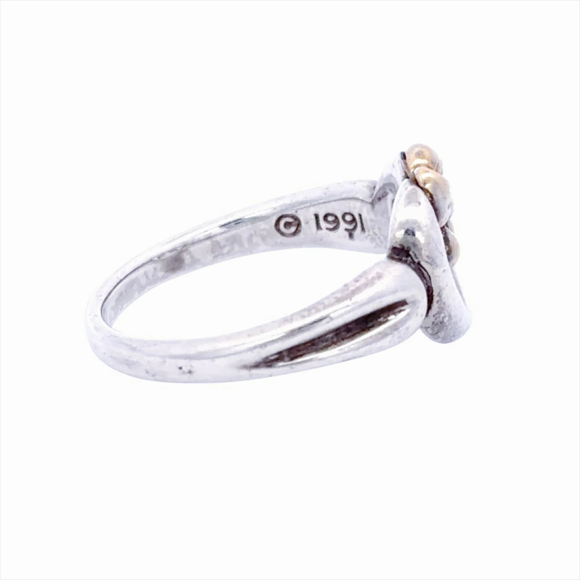 Heart Ribbon Ring Sterling Silver and 18K Yellow Gold - Image 5
