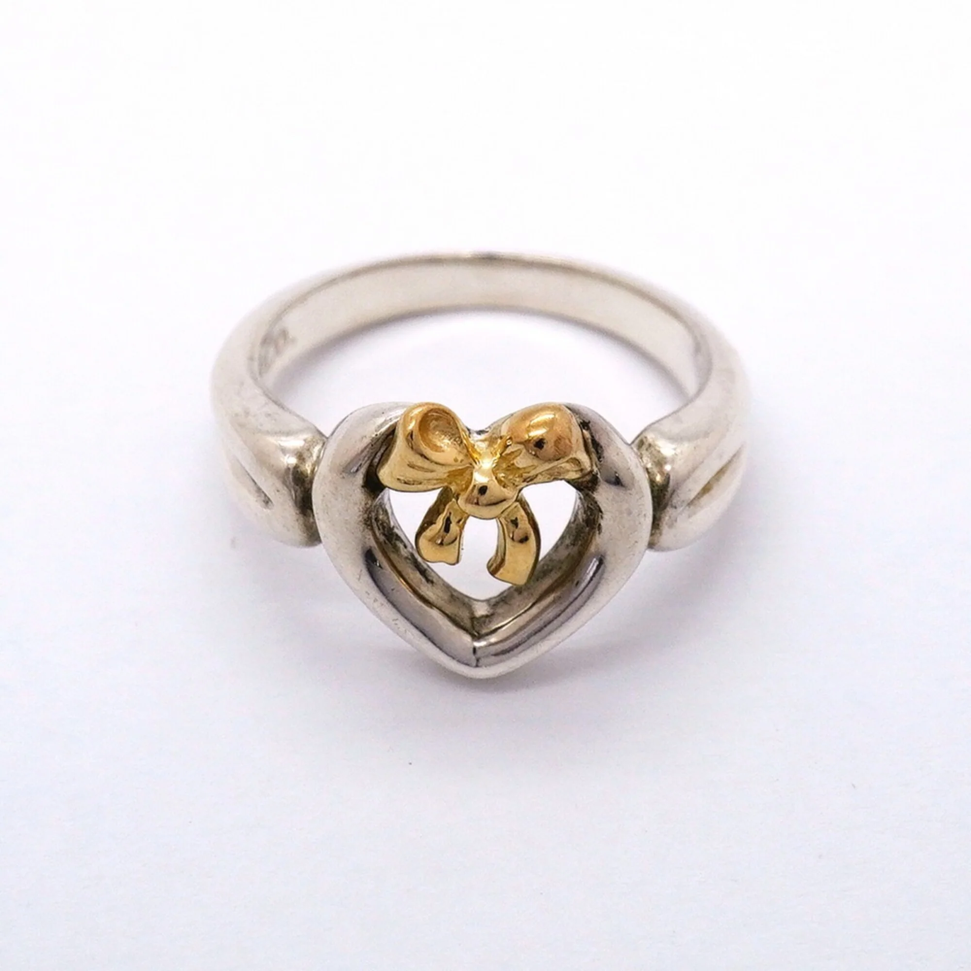 Heart Ribbon Ring Sterling Silver and 18K Yellow Gold - Image 3