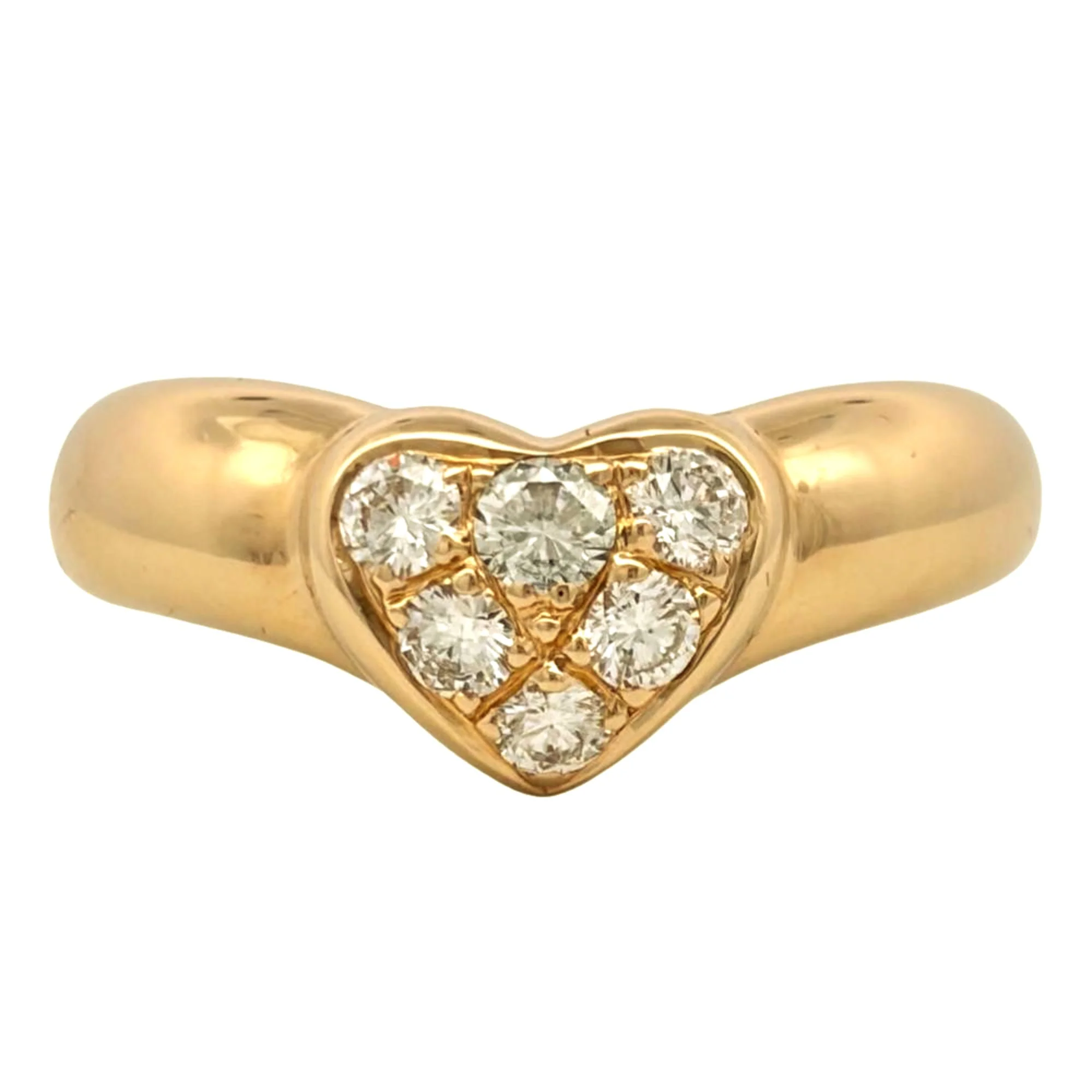 Heart Ring 18K Yellow Gold with Diamond - Image 3