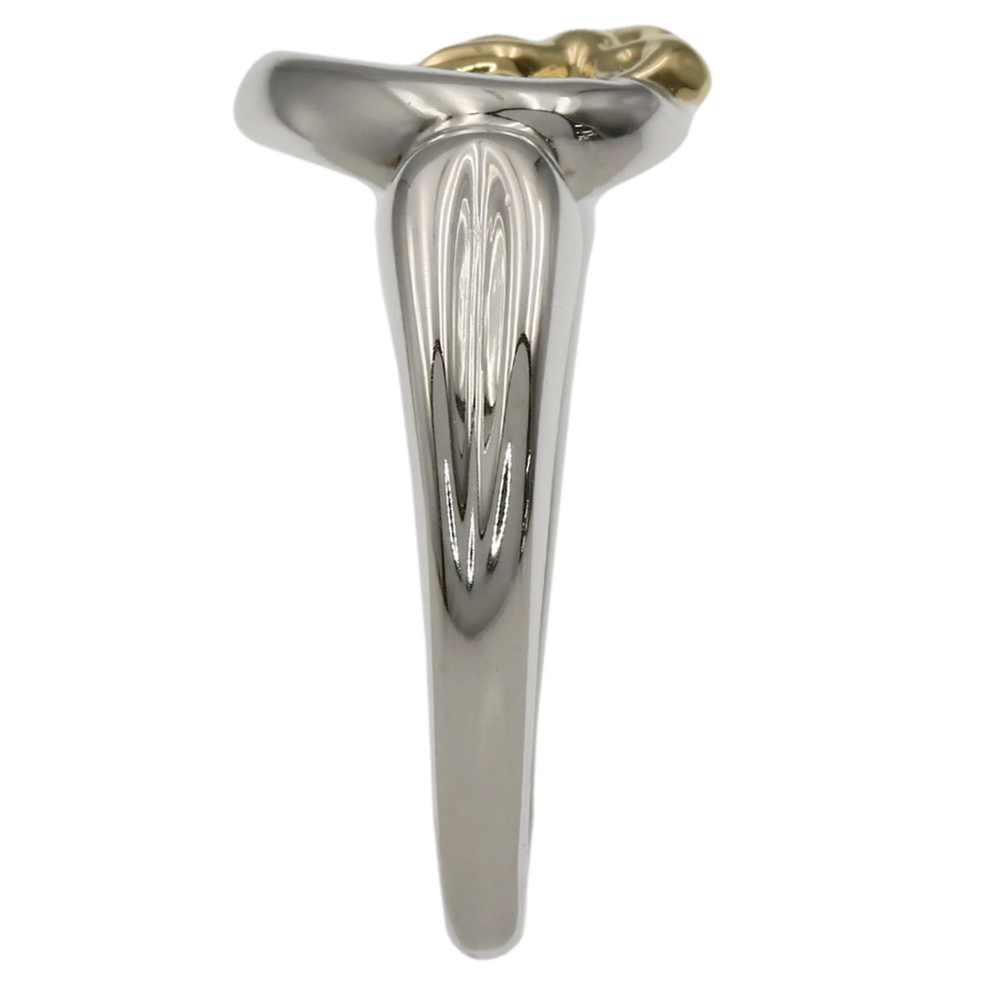 Heart With Bow Ring Silver and 18K Yellow Gold - Image 3