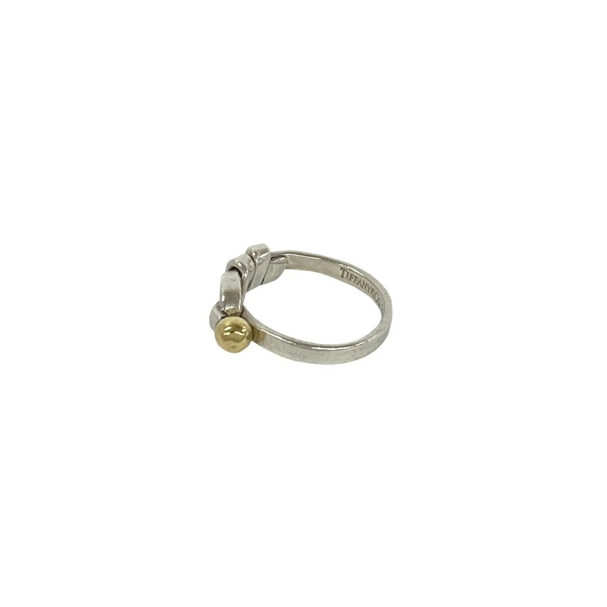 Hook and Eye Ring Sterling Silver and 18K Yellow Gold - Image 4