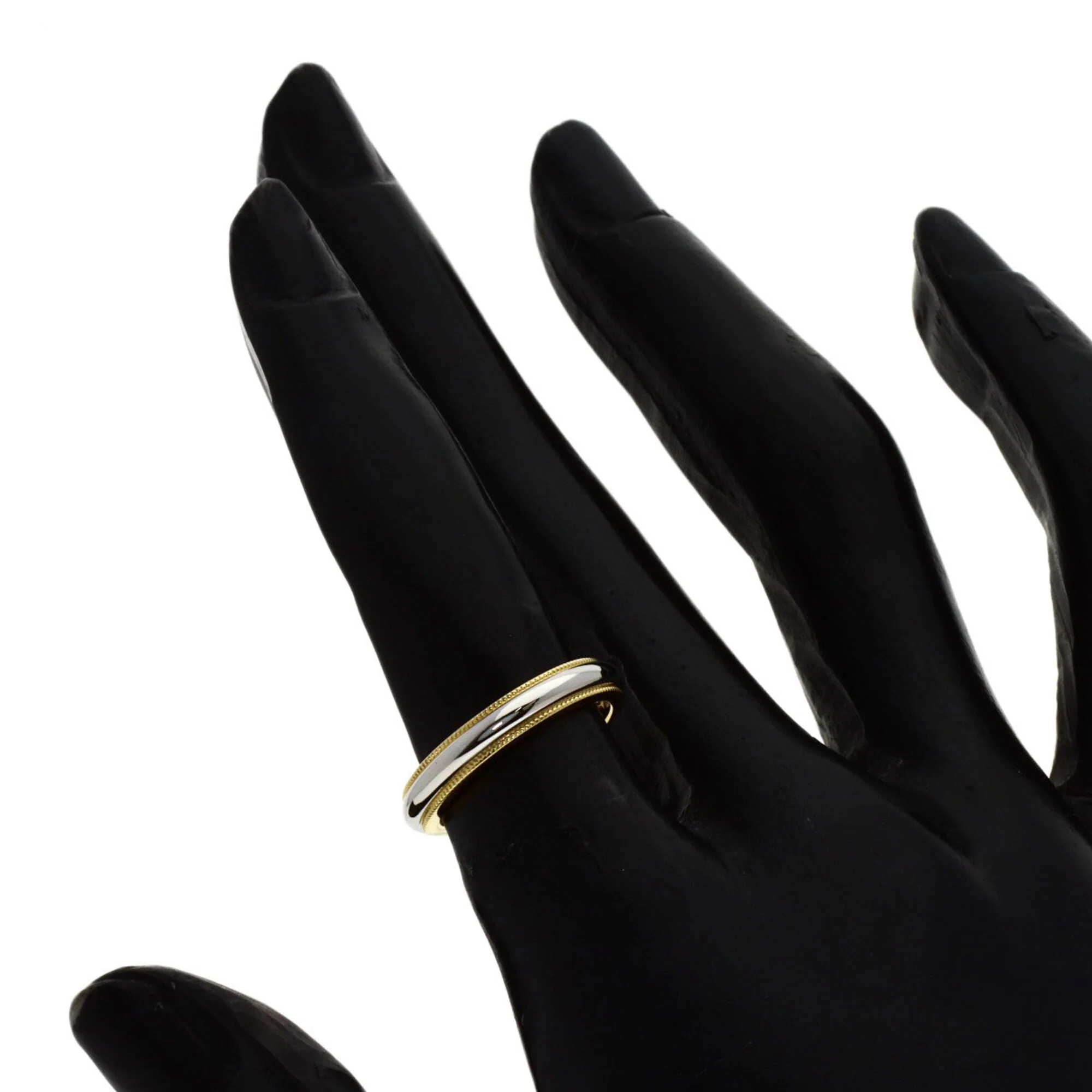 Milgrain Ring 18K Yellow Gold and Platinum - Image 5