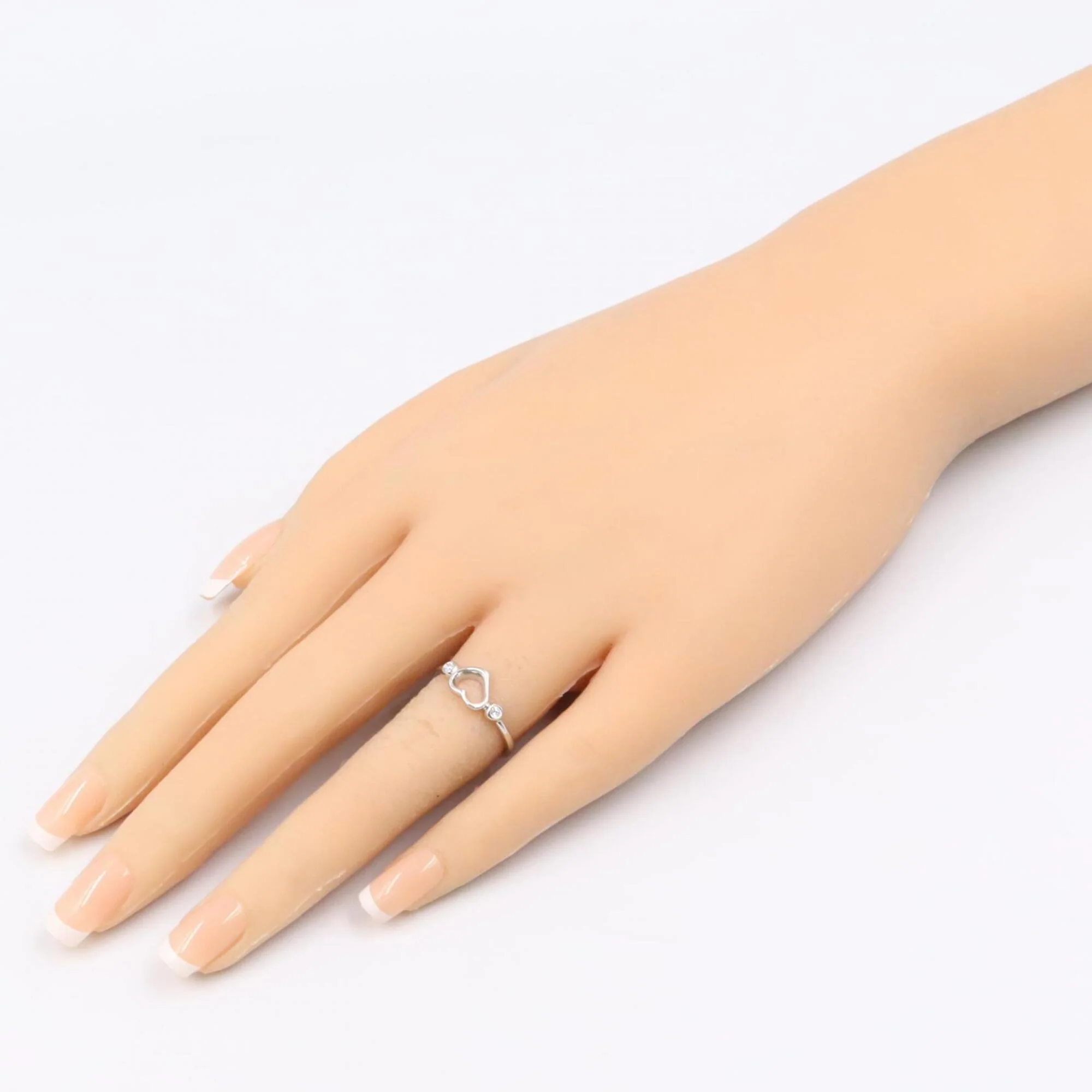 Open Heart Ring Sterling Silver and Platinum - Image 8