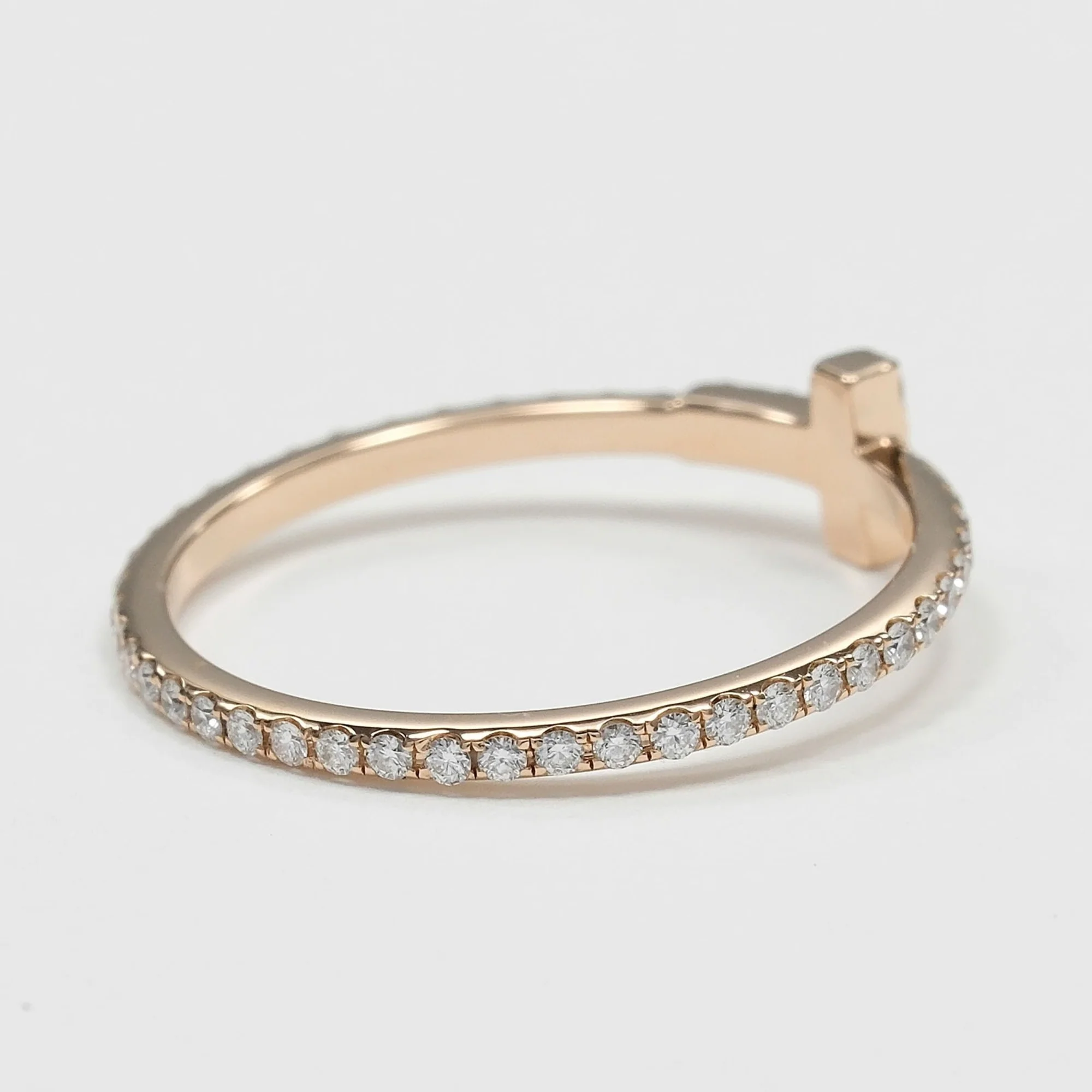 T Wire Ring 18K Rose Gold with Diamond - Image 7