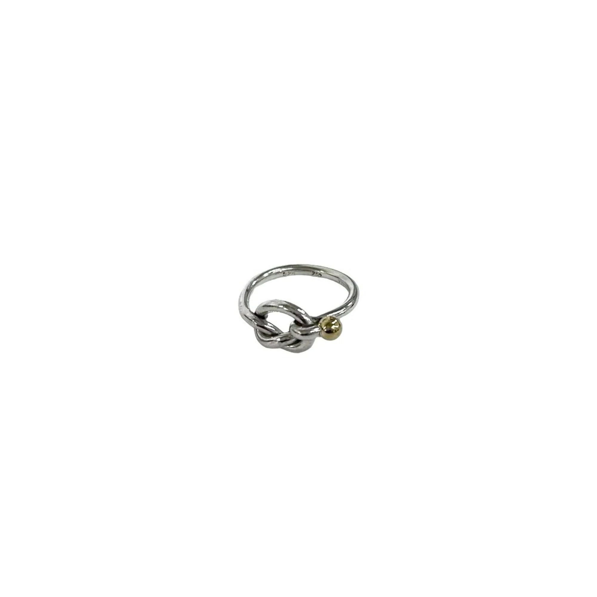 Vintage Love Knot Ring Sterling Silver and 18K Yellow Gold