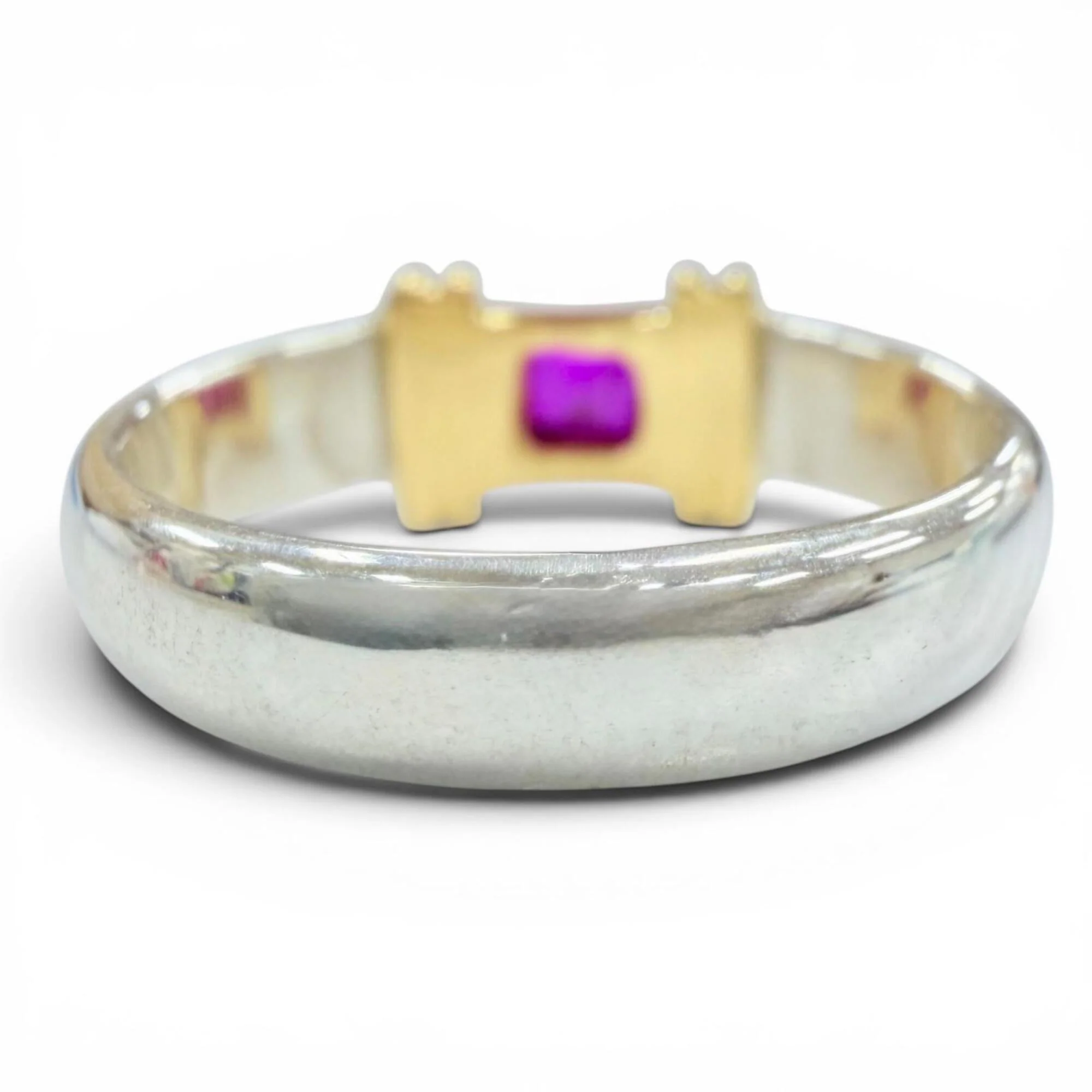 Vintage Ring 18K Gold and Sterling Silver With Ruby - Image 3