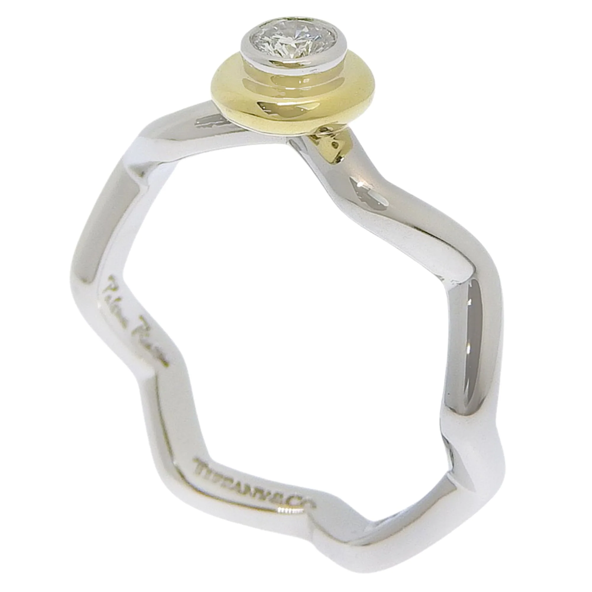Zigzag Ring Platinum and 18K Yellow Gold with Diamond - Image 3