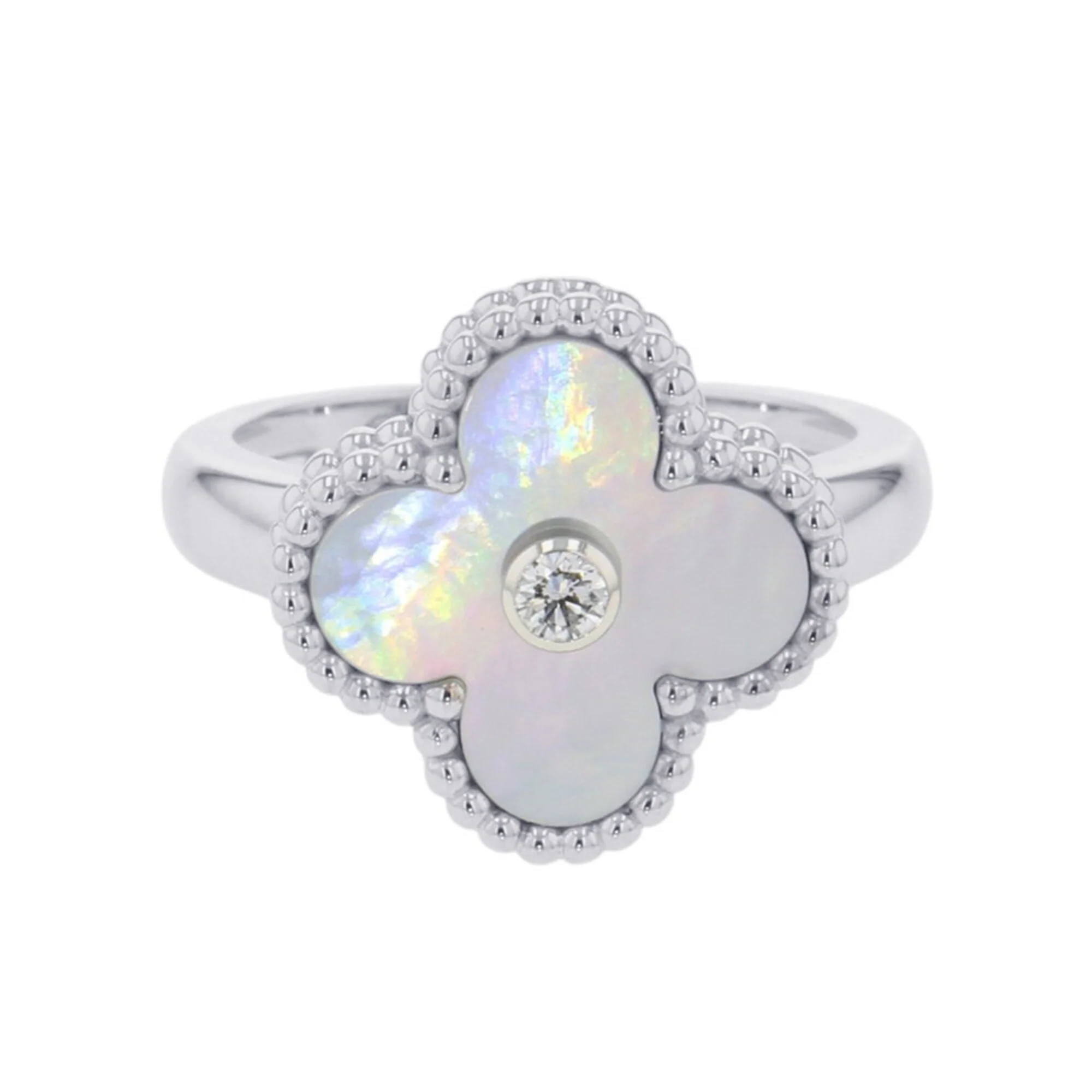 Alhambra Ring 18K White Gold and Mother of Pearl
