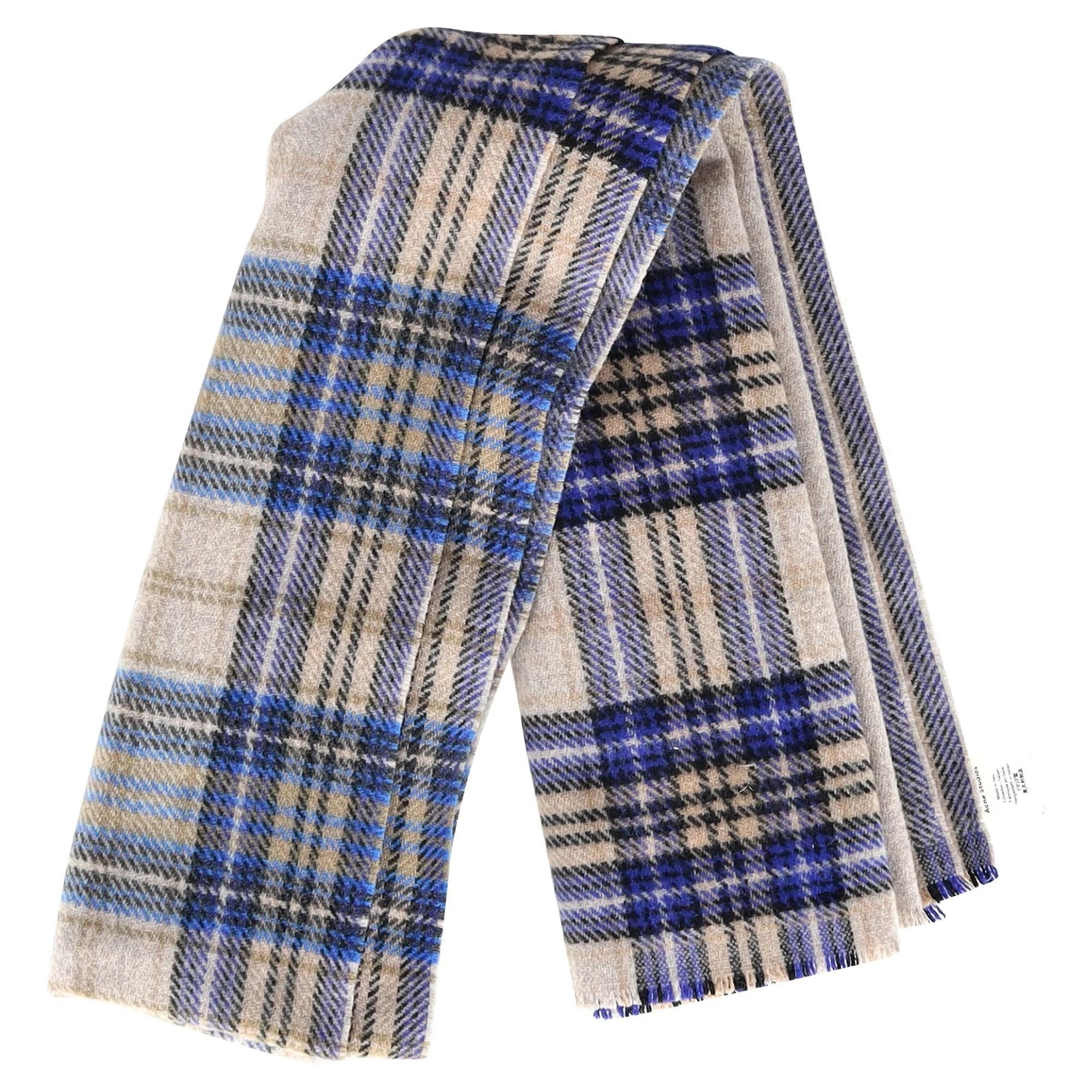 Acne Studios Plaid Printed Scarf in Multicolor Wool