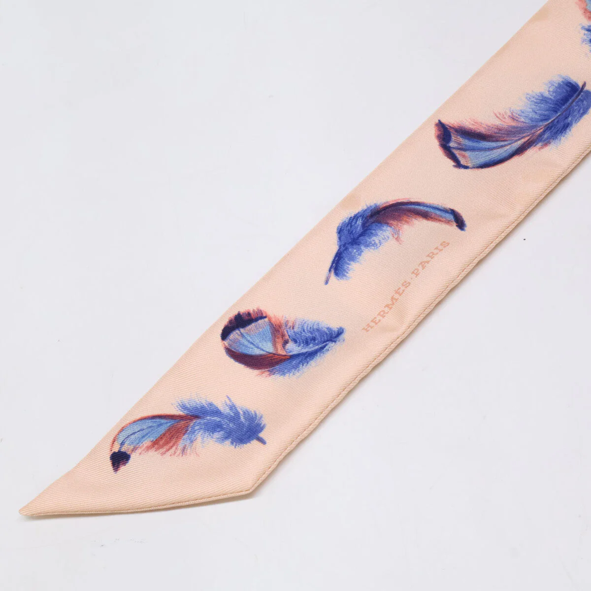 Hermes Feather Silk Twilly Scarf - Image 2