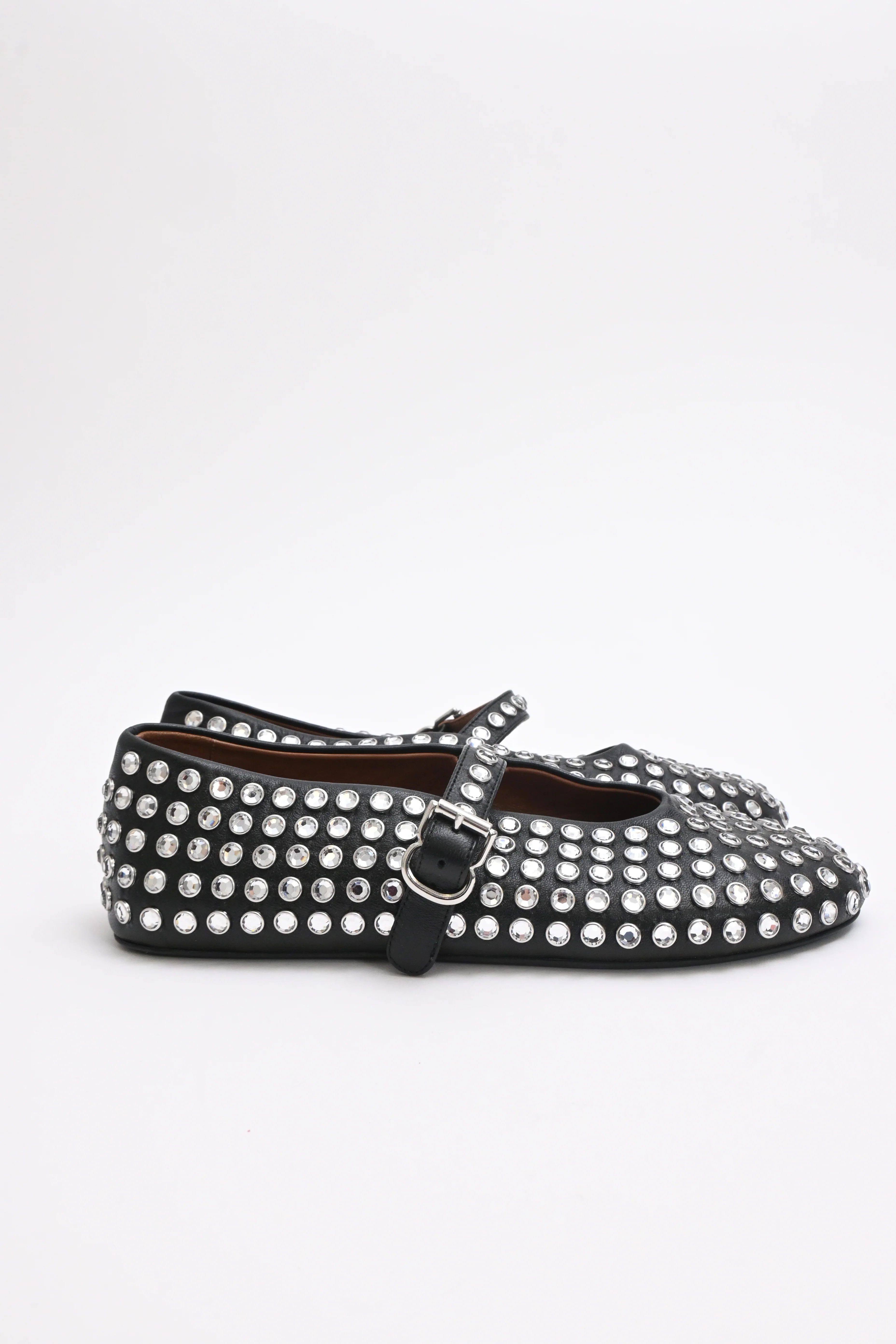 Women's Alaïa Strass Ballet Flats in Black Lambskin Leather - Image 10