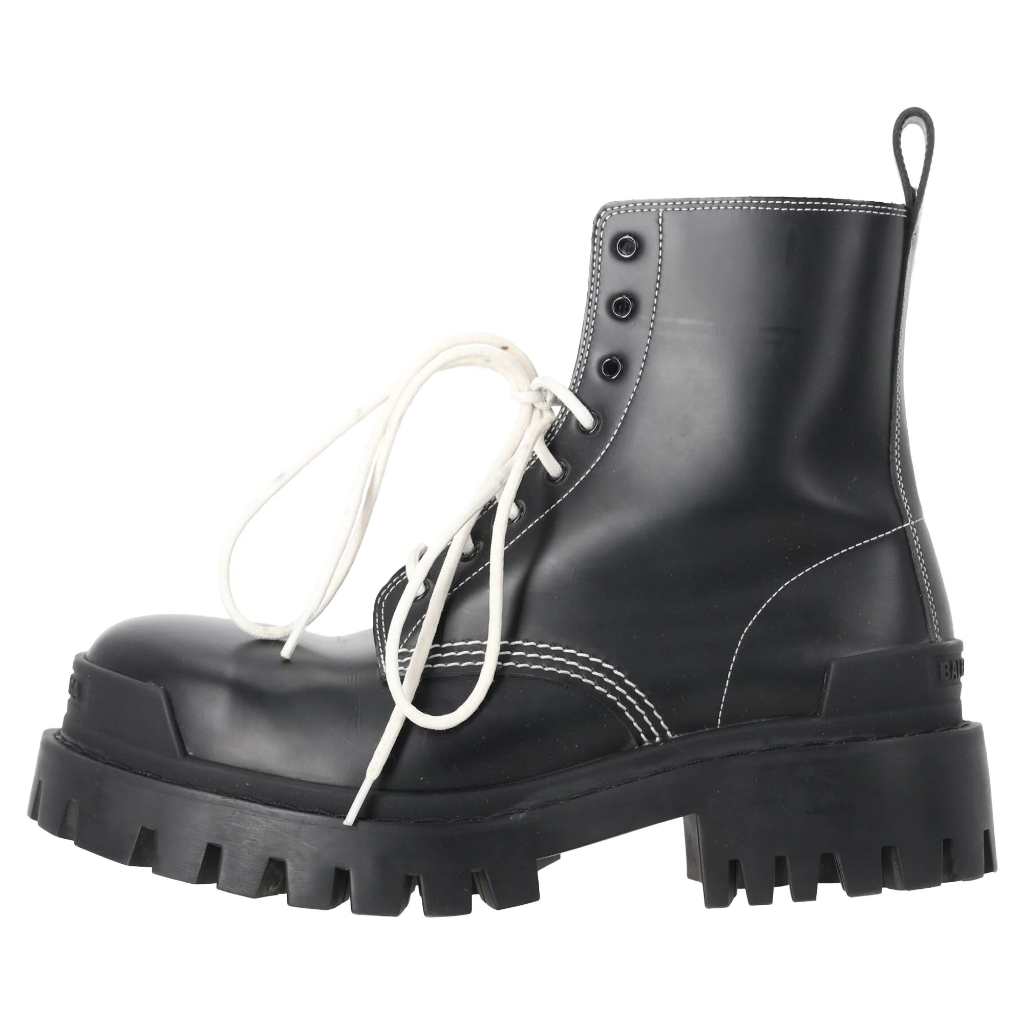 Women's Balenciaga Stivaletti Strike Lace Up Boots in Black Leather - Image 2