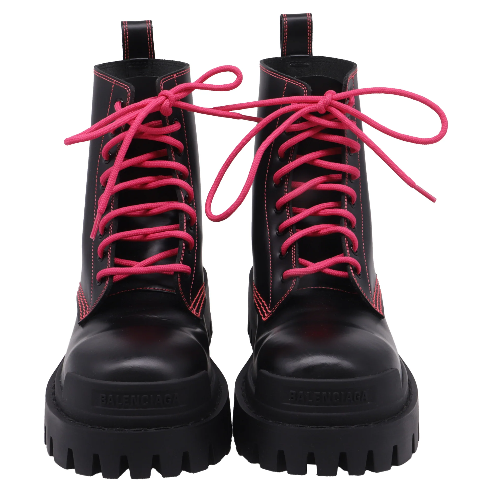 Women's Balenciaga Strike Combat Boots in Black Calfskin Leather - Image 2
