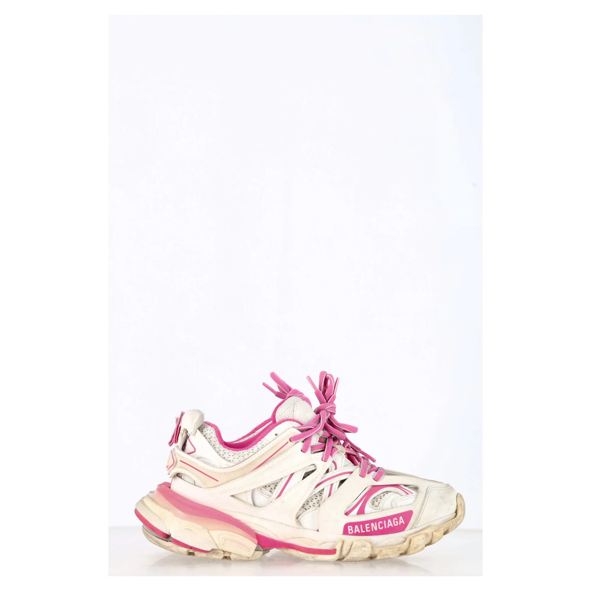 Women's Balenciaga Track Sneakers in Pink and White Polyurethane - Image 10