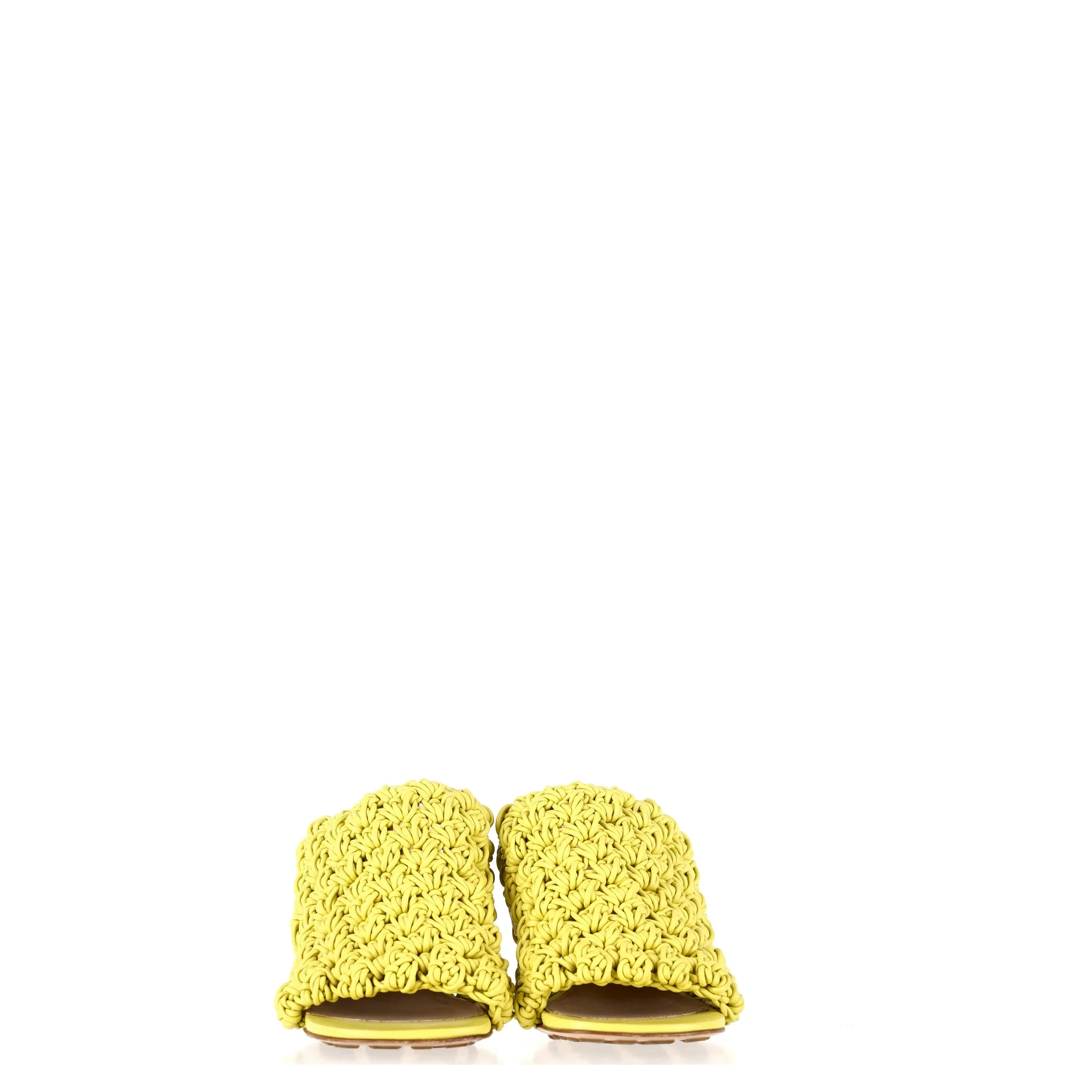 Women's Bottega Veneta Crochet Heeled Mules in Yellow Nappa Calf Leather - Image 8