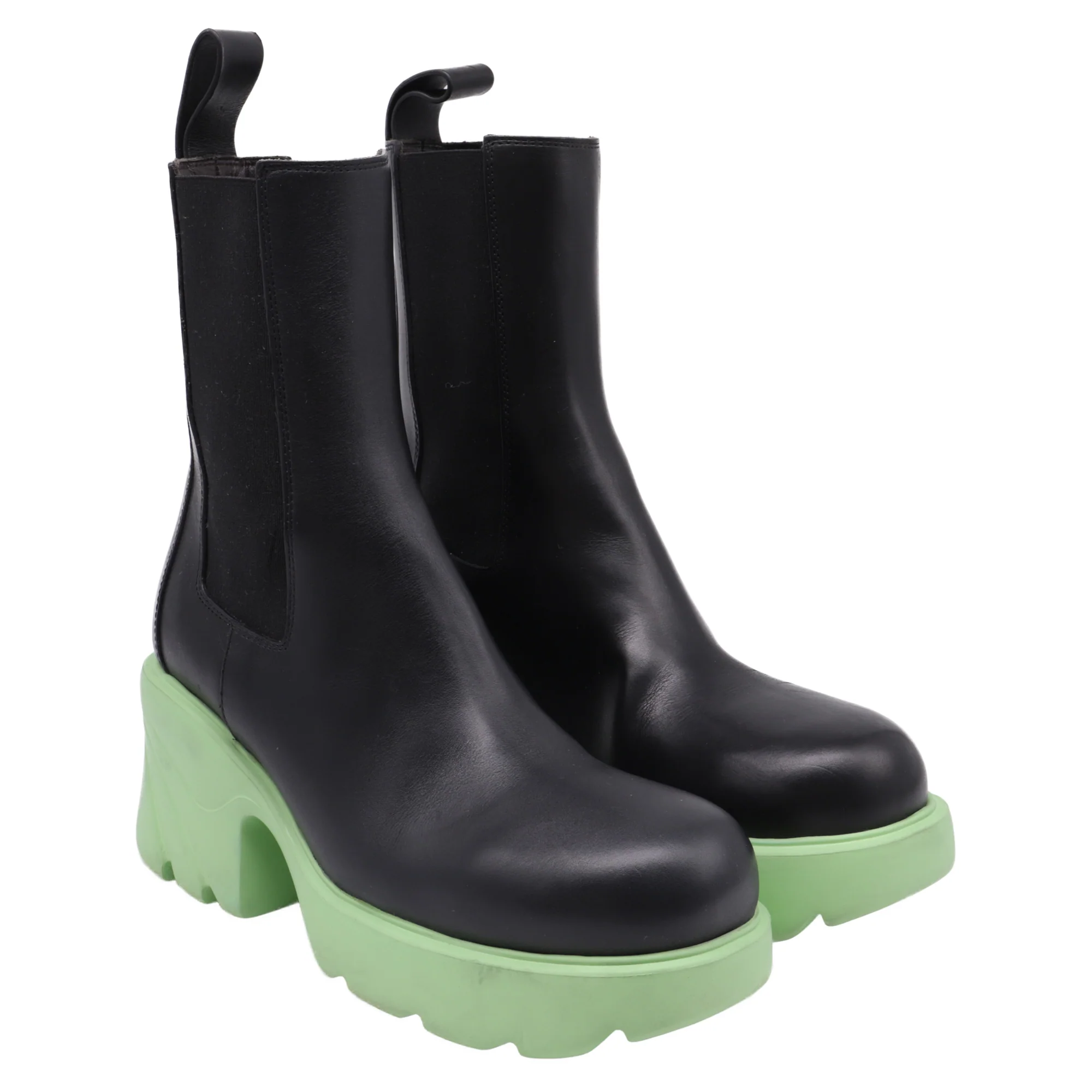 Women's Bottega Veneta Flash Boote in Black and Green Leather - Image 2