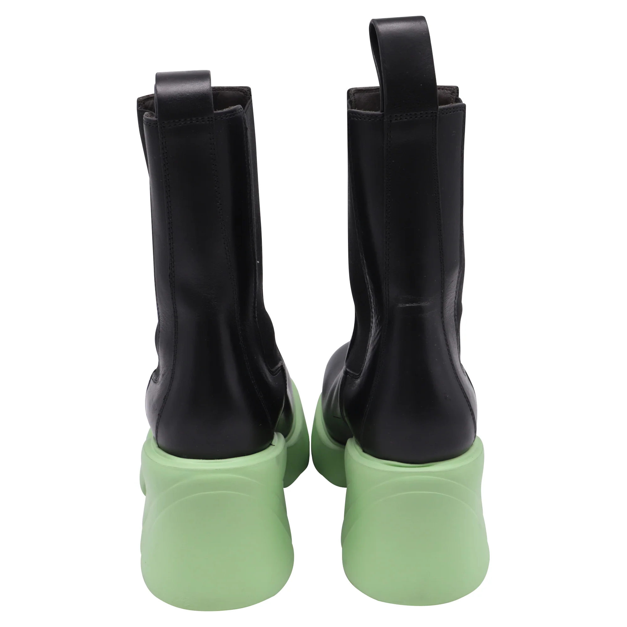 Women's Bottega Veneta Flash Boote in Black and Green Leather - Image 3
