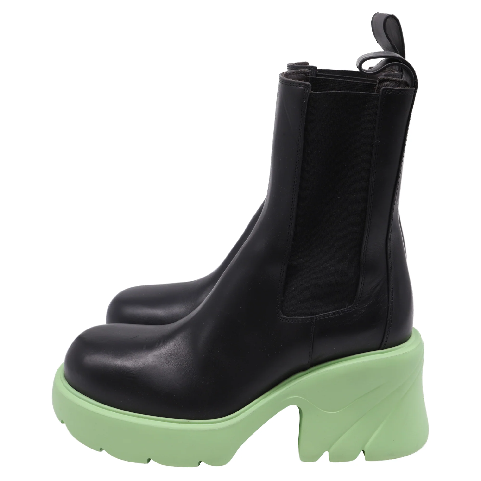 Women's Bottega Veneta Flash Boote in Black and Green Leather - Image 4