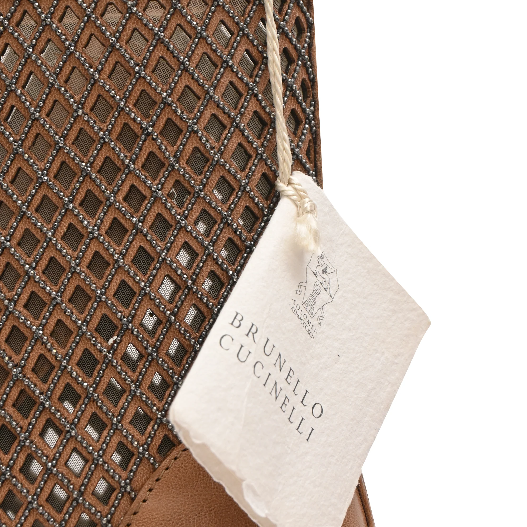 Women's Brunello Cucinelli Beaded Lace-Up Ankle Boots in Brown Leather - Image 7