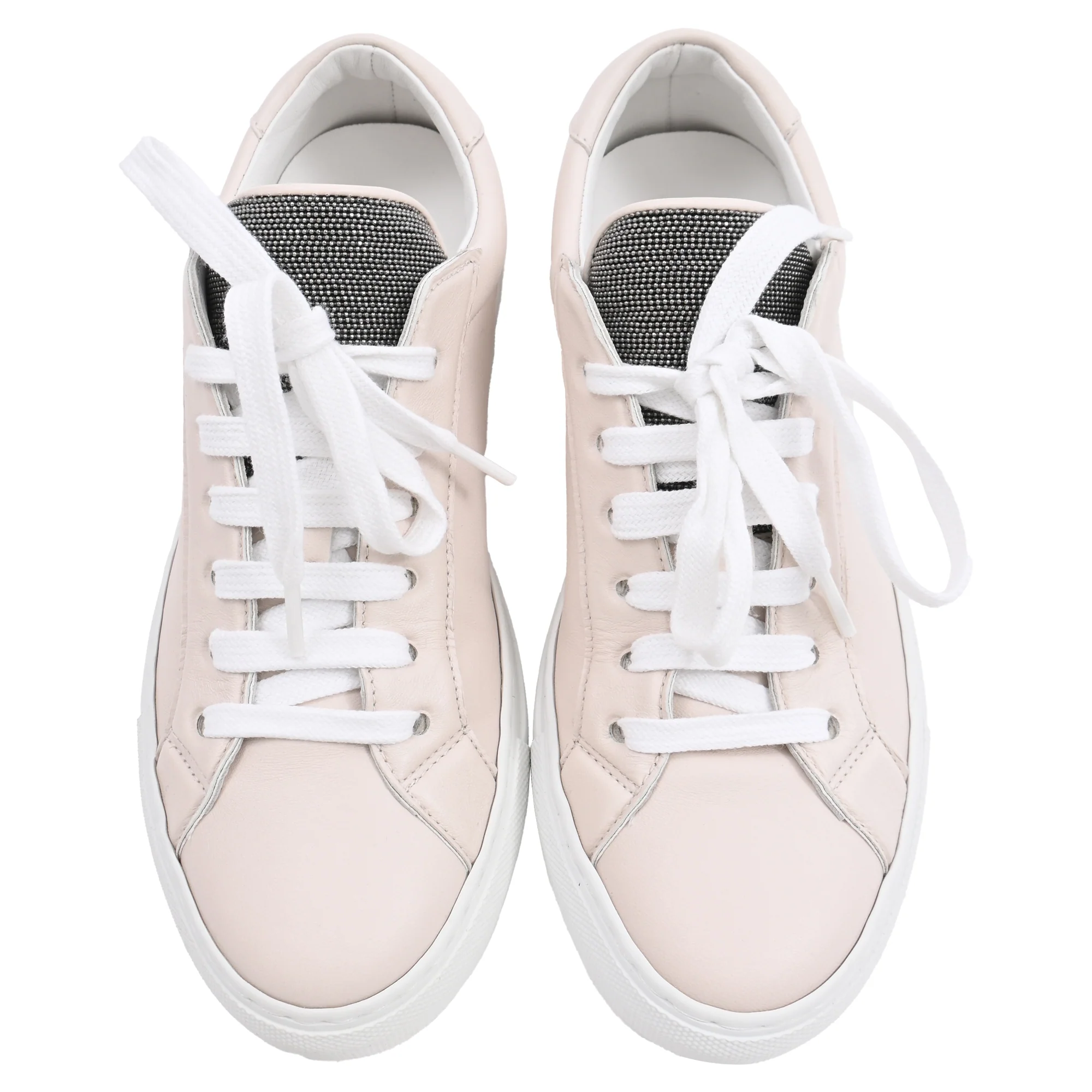 Women's Brunello Cucinelli Monili Low Top Sneakers in Beige Leather - Image 5