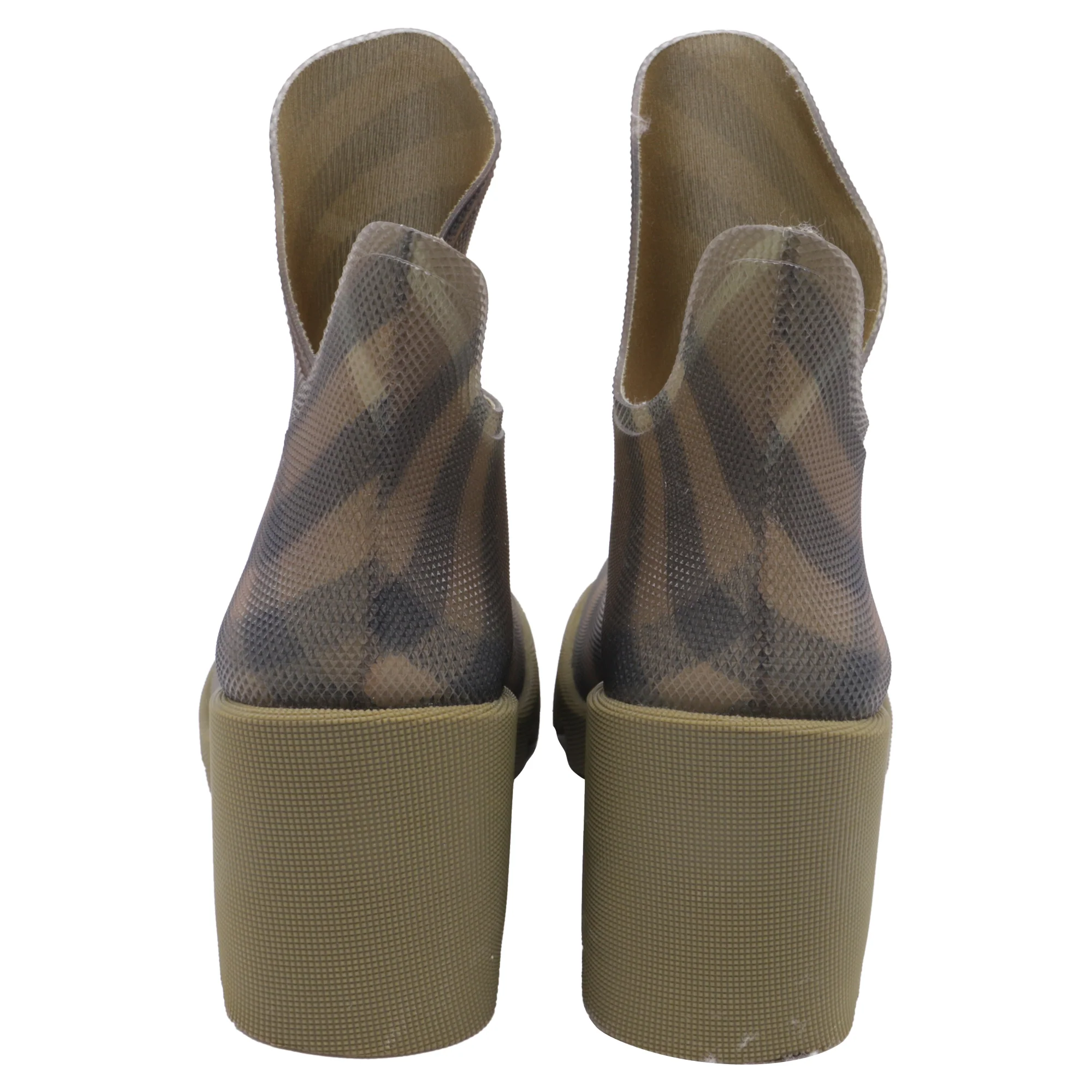 Women's Burberry Check Marsh Heel Boots in Green Rubber - Image 4