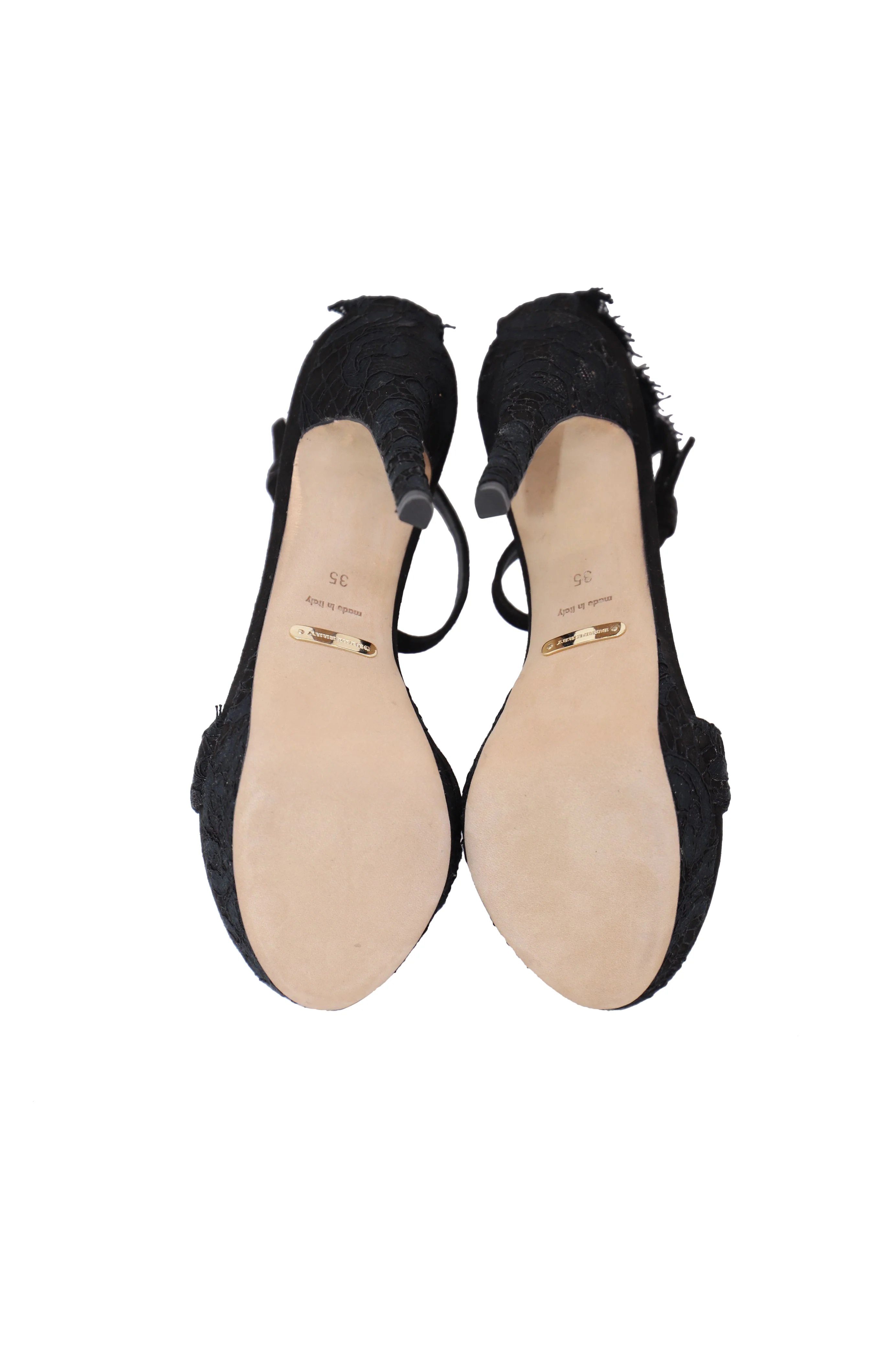 Women's Burberry Polesden 120 Platform Sandals with Lace in Black Suede - Image 4