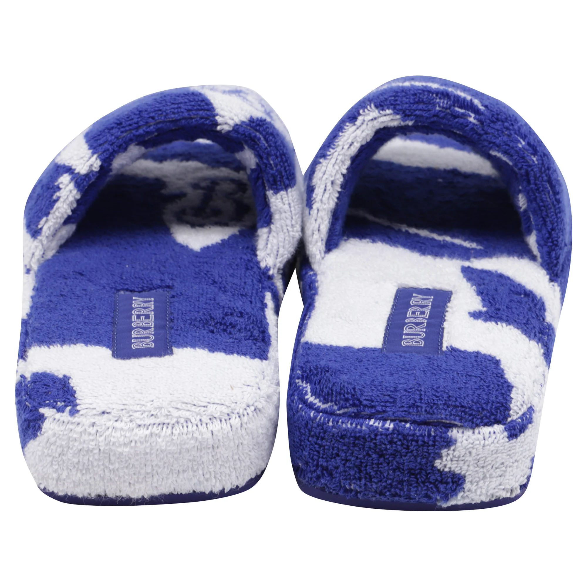 Women's Burberry Snug Towelling Slippers in Blue Cotton - Image 5