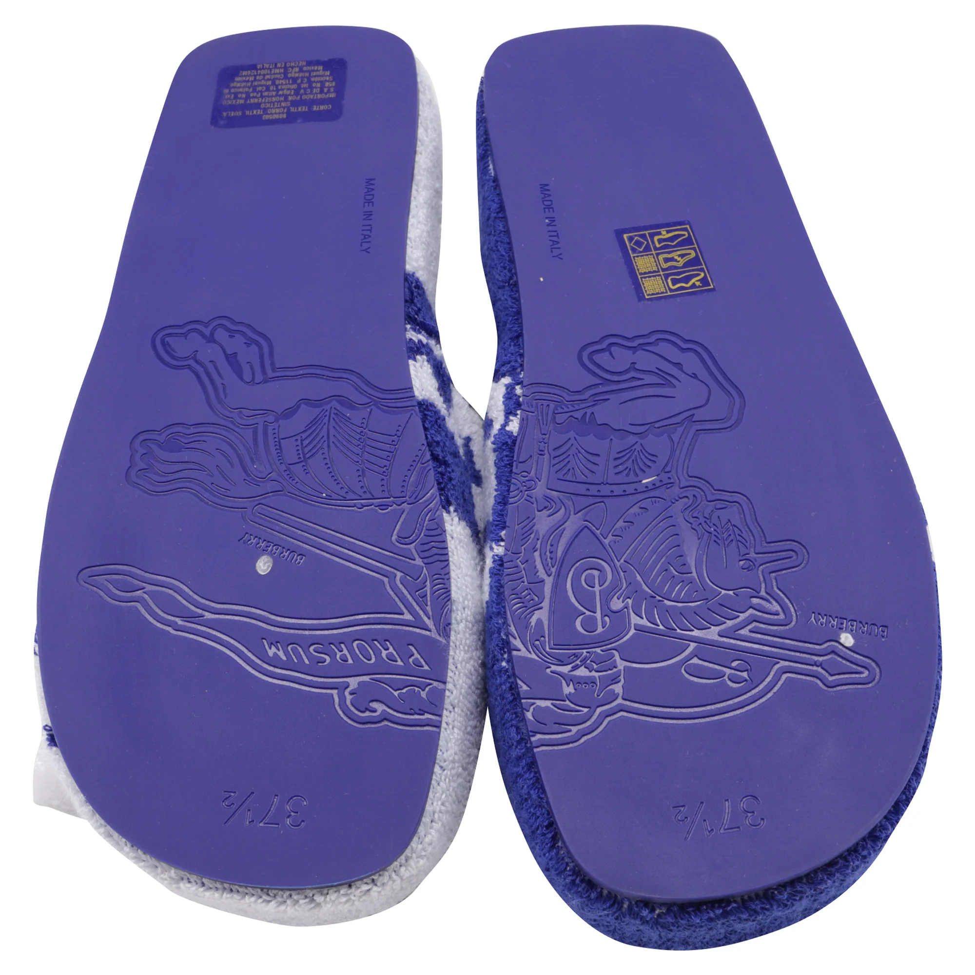 Women's Burberry Snug Towelling Slippers in Blue Cotton - Image 8