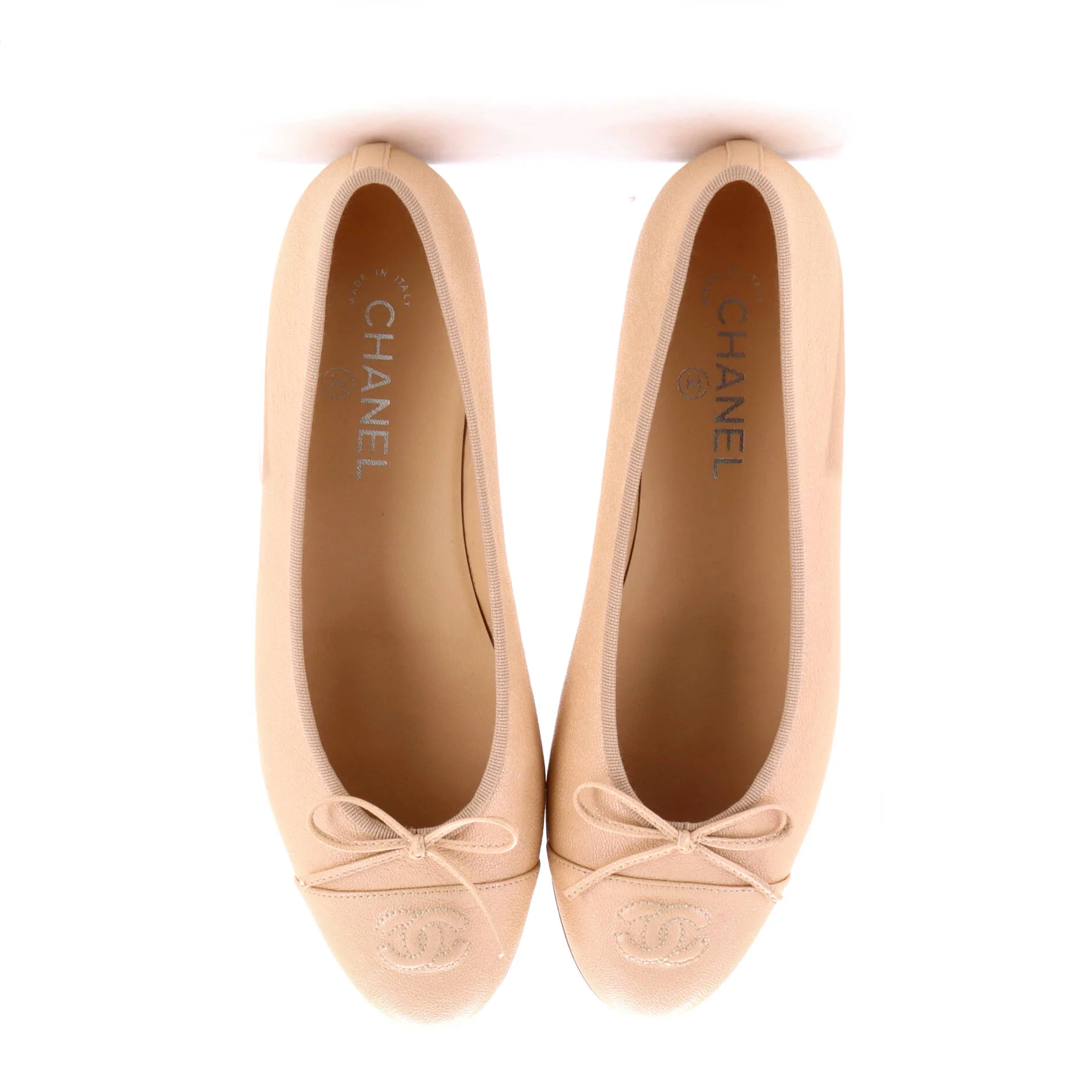 Women's CC Cap Toe Bow Ballerina Flats Leather - Image 2