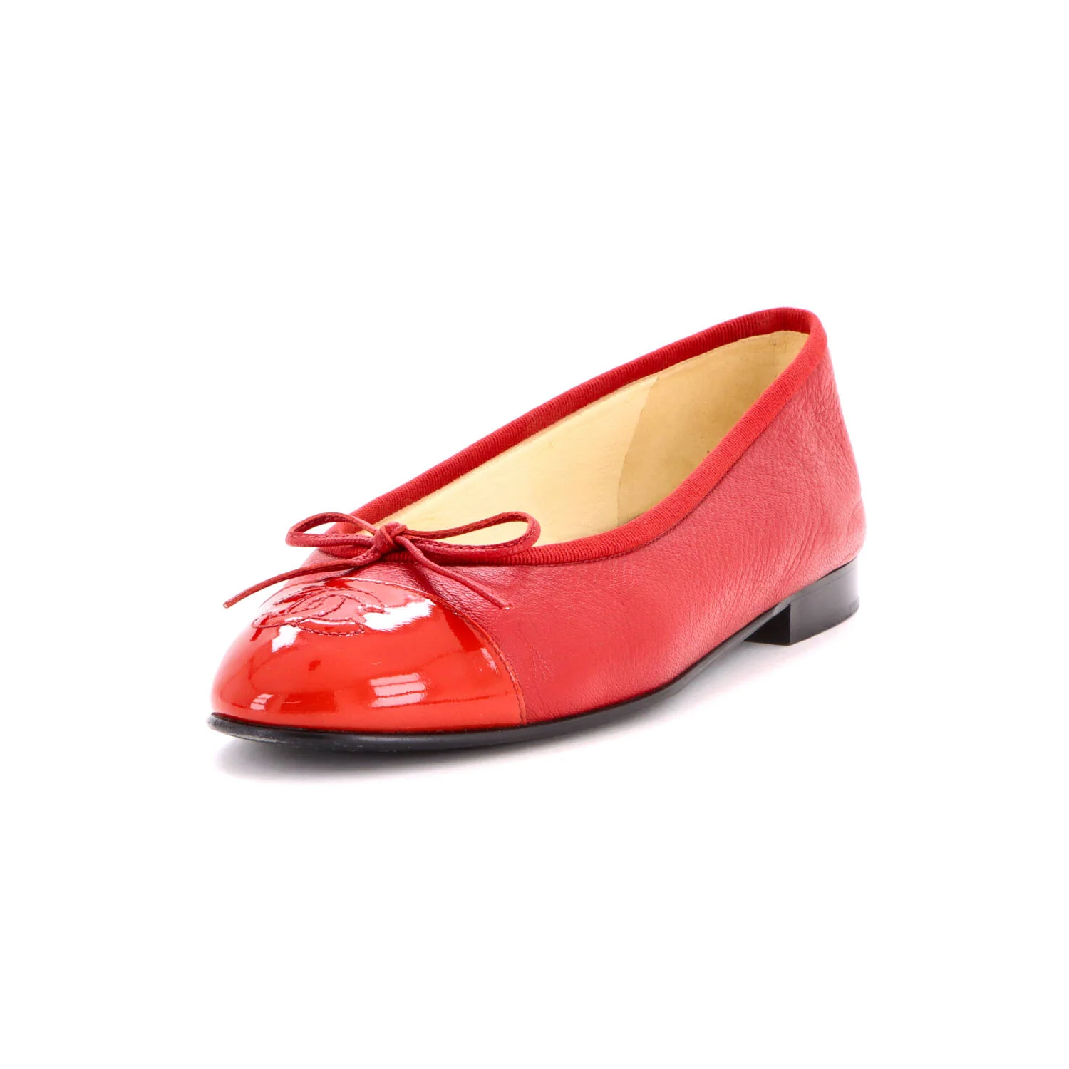 Women's CC Cap Toe Bow Ballerina Flats Leather and Patent