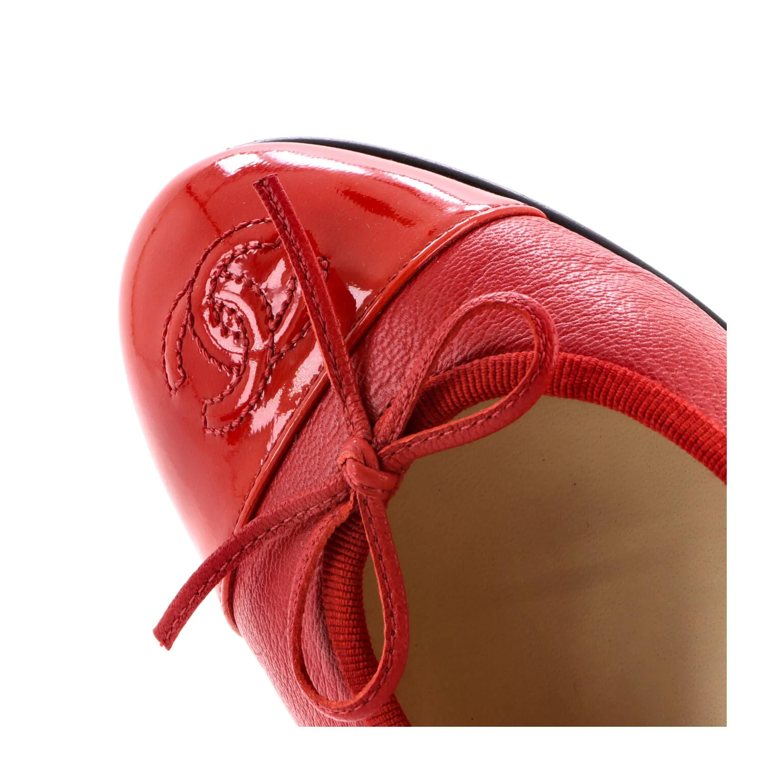 Women's CC Cap Toe Bow Ballerina Flats Leather and Patent - Image 5