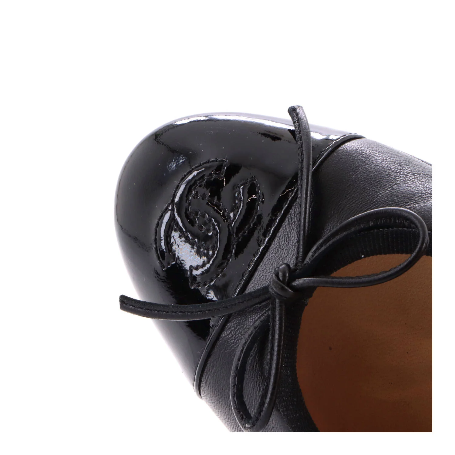 Women's CC Cap Toe Bow Ballerina Flats Leather and Patent - Image 5