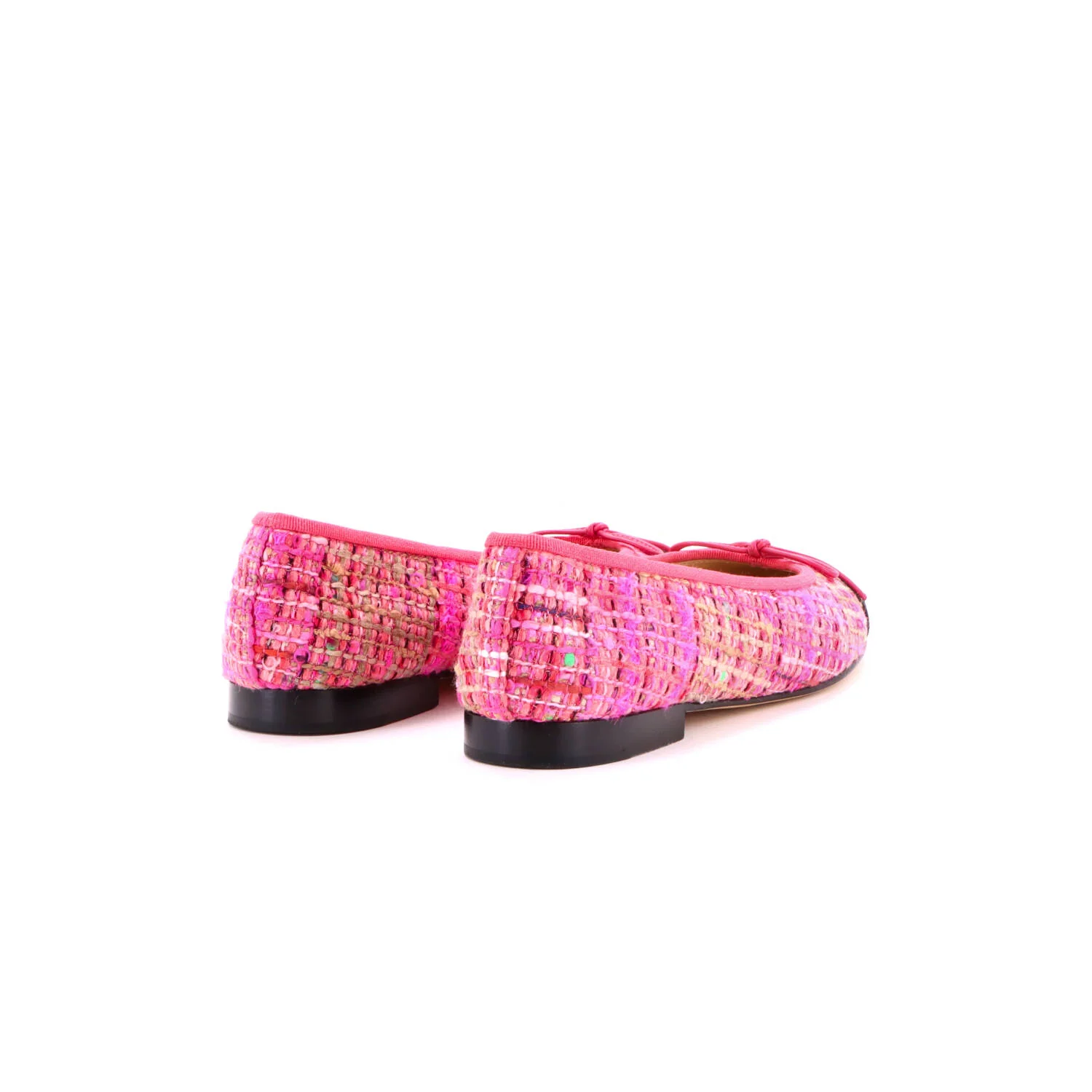 Women's CC Cap Toe Bow Ballerina Flats Tweed with Grosgrain - Image 3
