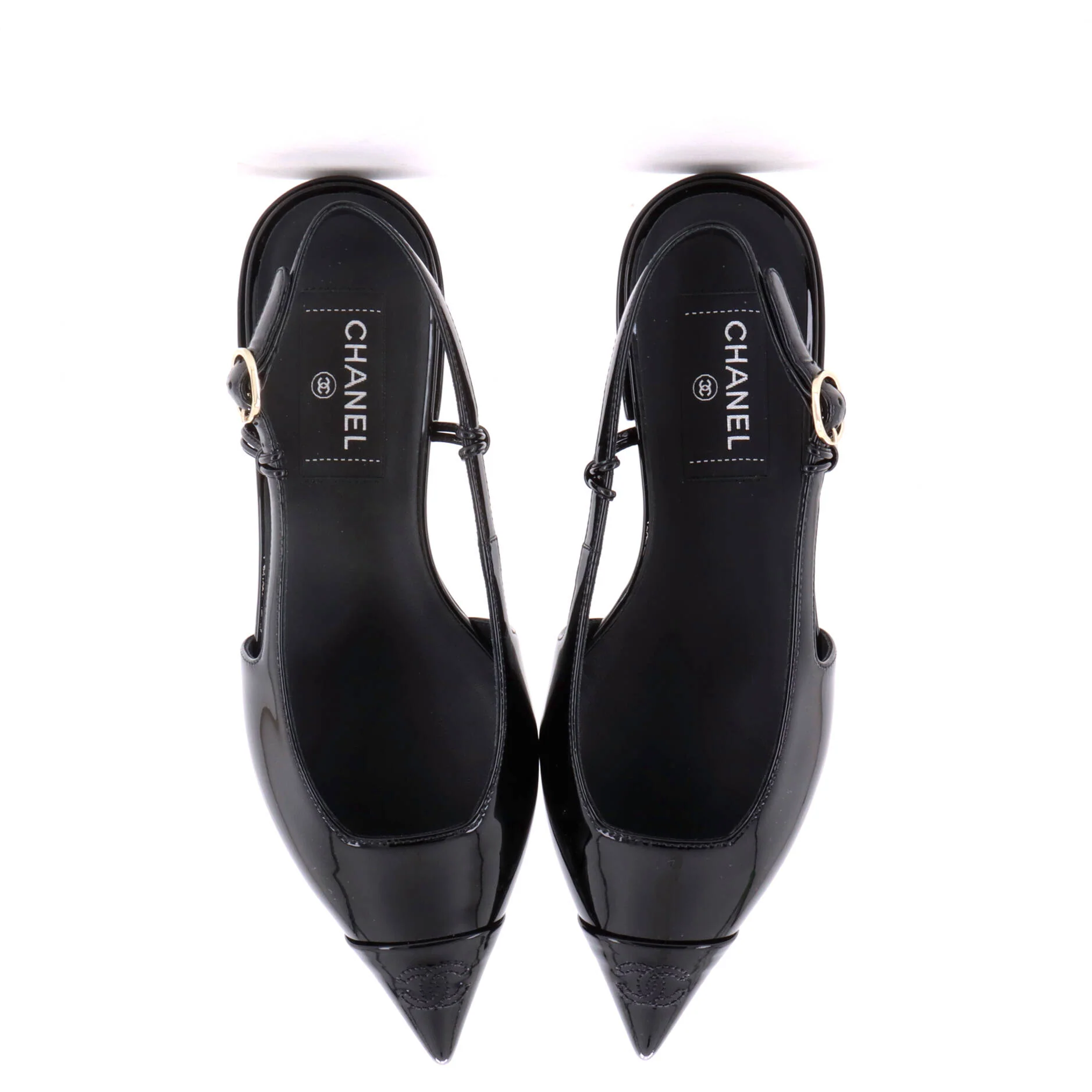 Women's Logo Pointed Cap Toe Slingback Pumps Patent - Image 2