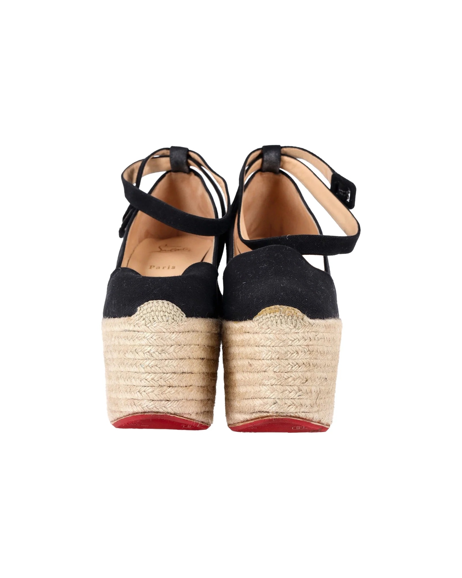 Women's Christian Louboutin Dehia Espadrille Platform Wedge in Black Canvas - Image 2