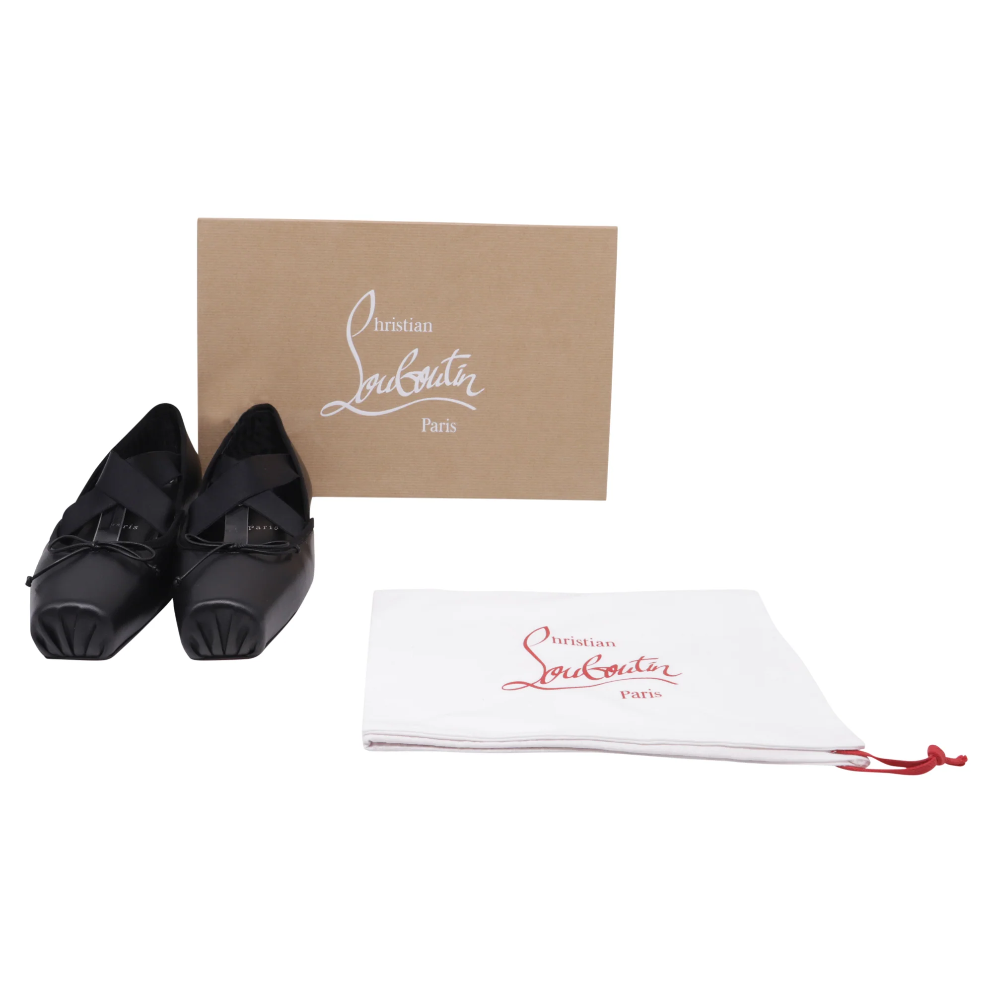 Women's Christian Louboutin Cassiasticina Ballerinas in Black Leather - Image 7
