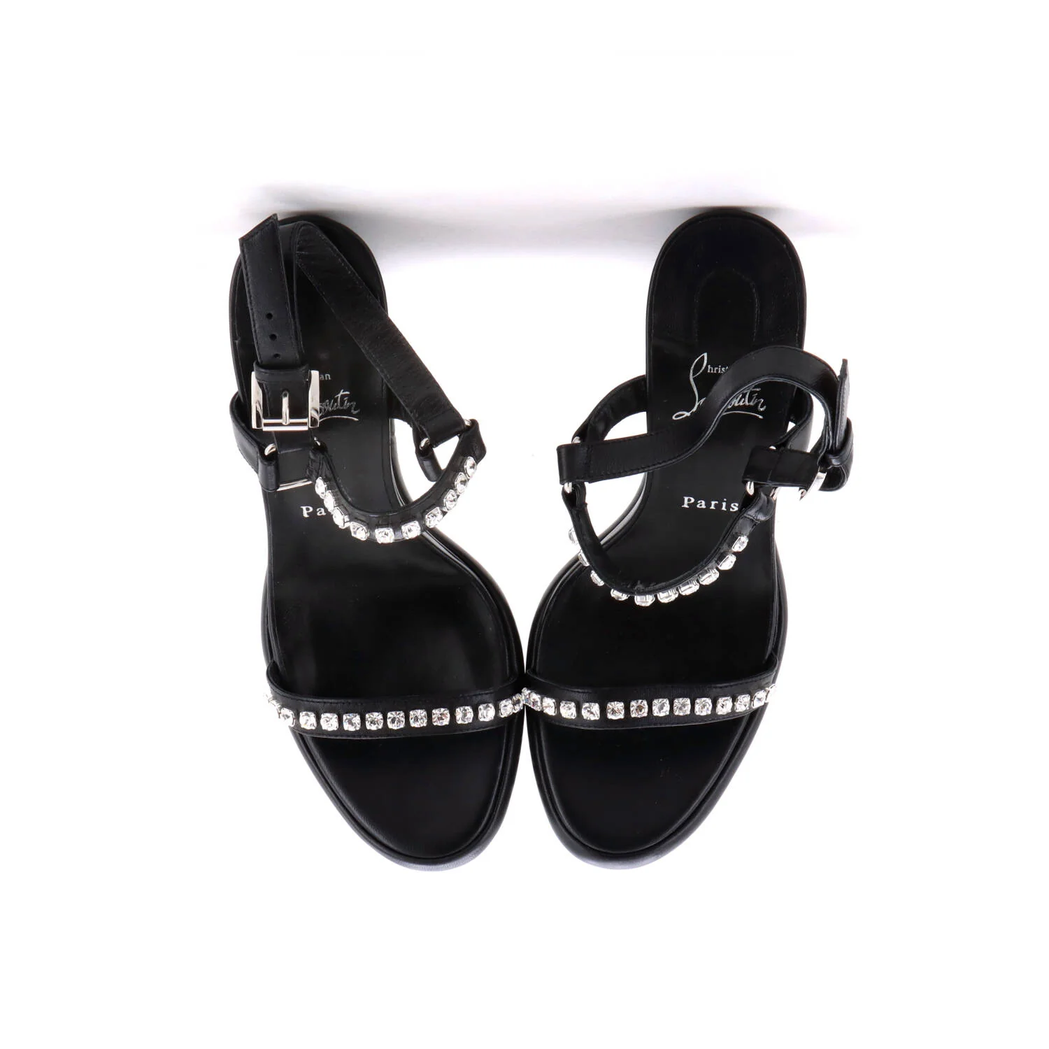 Women's Pyrastrass Wedge Sandals Leather with Crystal Embellished Details 110 - Image 2