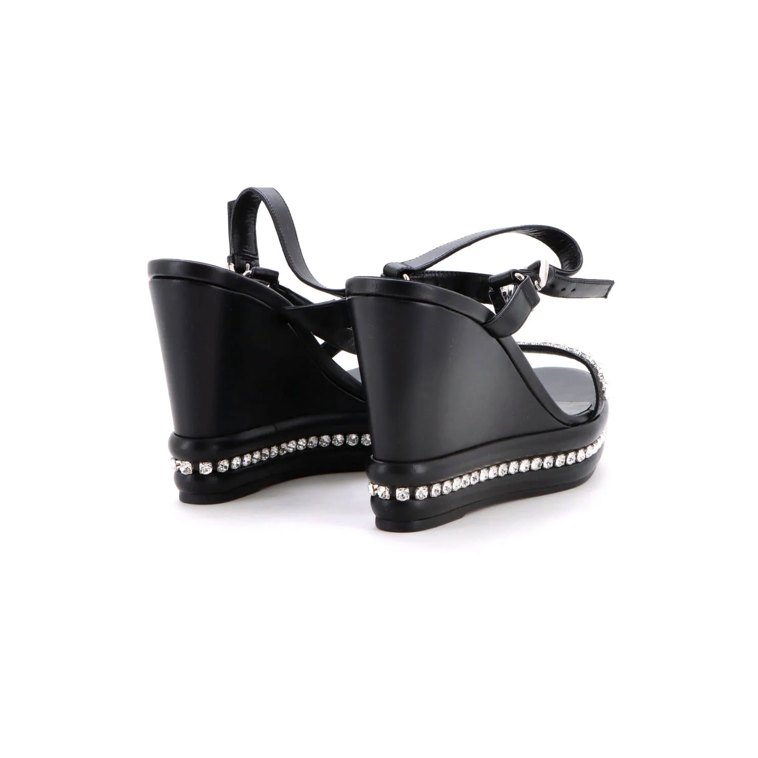 Women's Pyrastrass Wedge Sandals Leather with Crystal Embellished Details 110 - Image 3