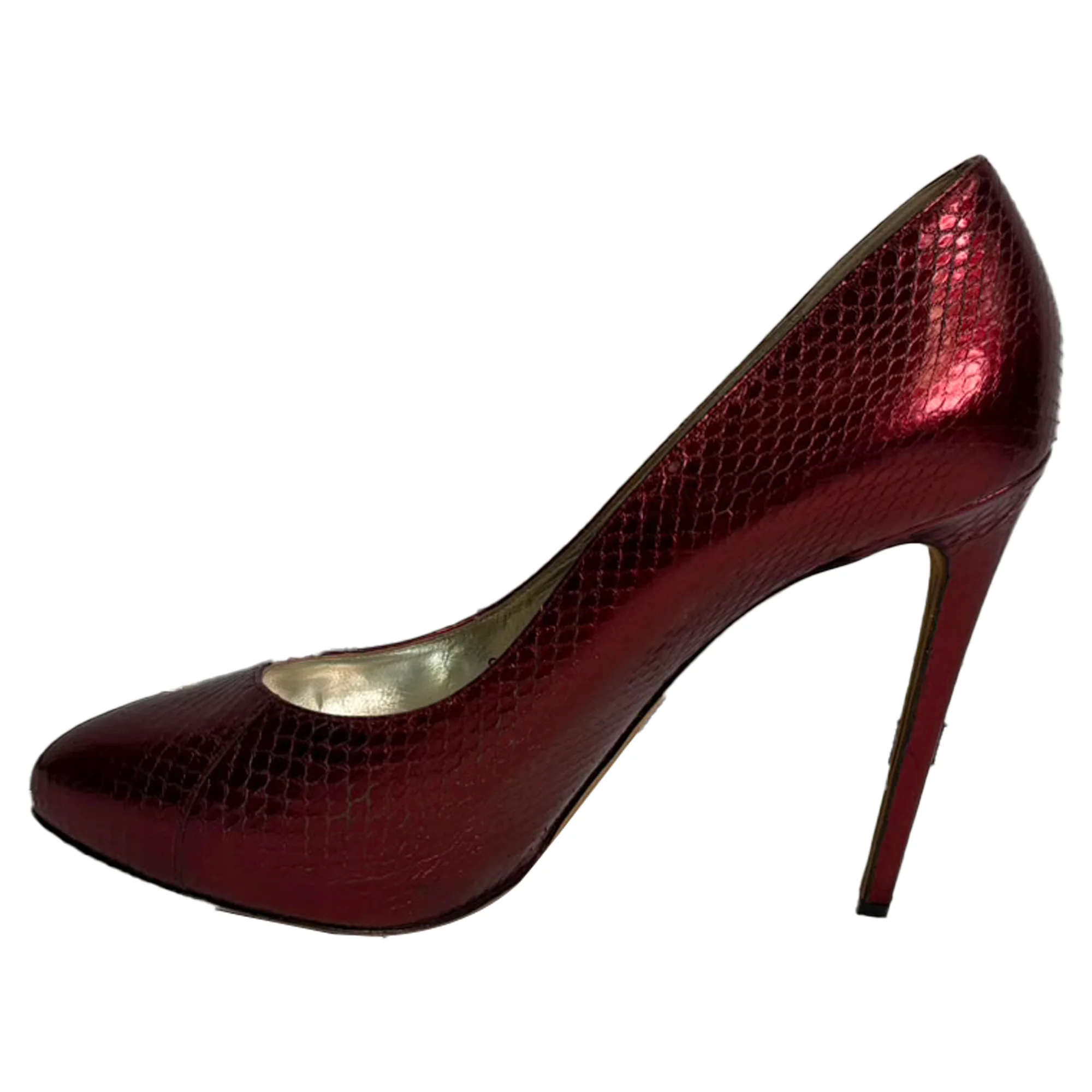 Women's Dolce & Gabbana Embossed Pumps in Red Leather - Image 3