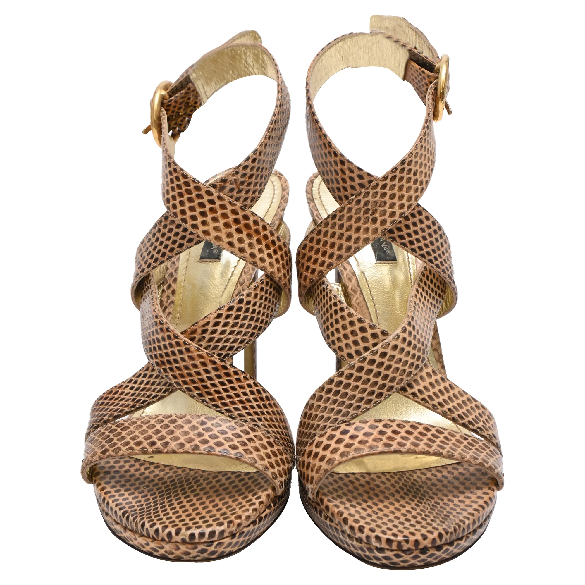 Women's Dolce & Gabbana Embossed Slingback Sandals in Animal Print Leather - Image 3