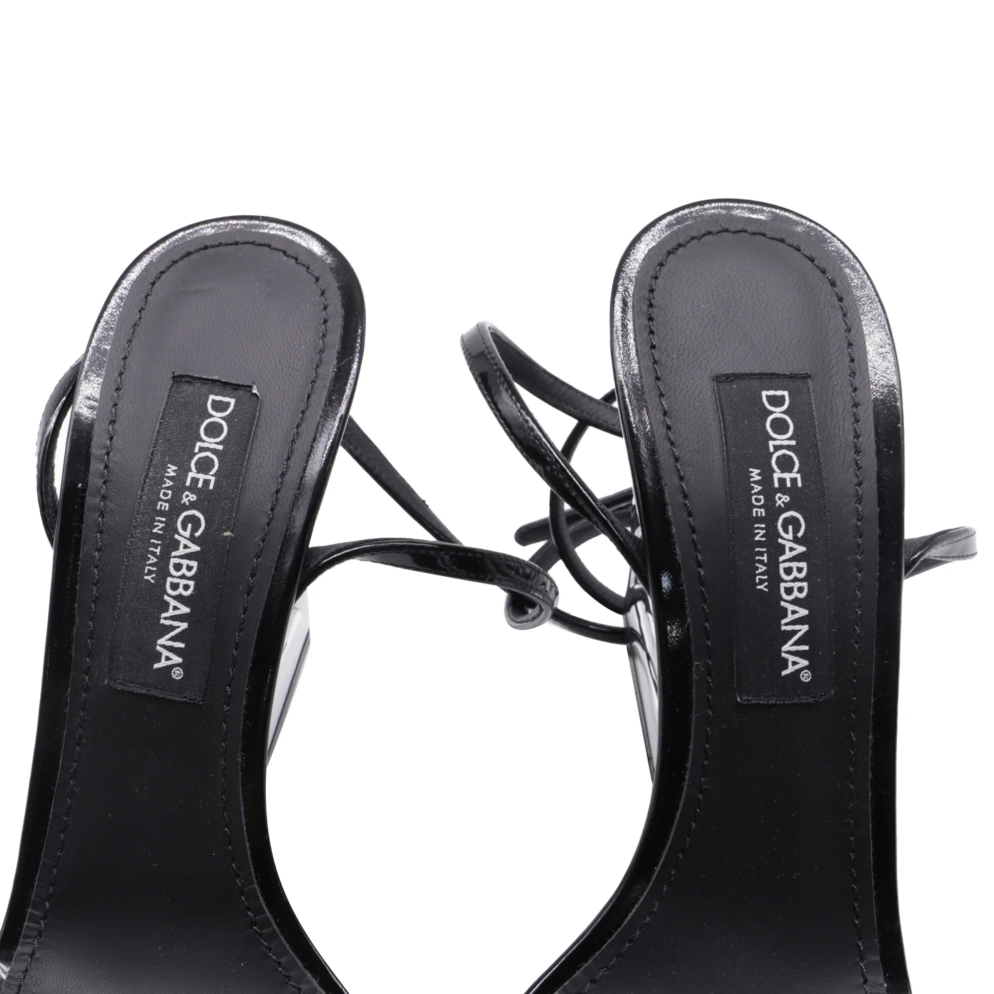 Women's Dolce & Gabbana Keira Embellished Sandals in Black Patent Leather - Image 7